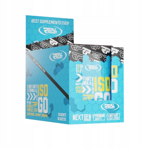 CARBOHYDRATE ISOTONIC SET Real Pharm Iso GO 20x21g sash. BOX LEMON Expiration date not specified