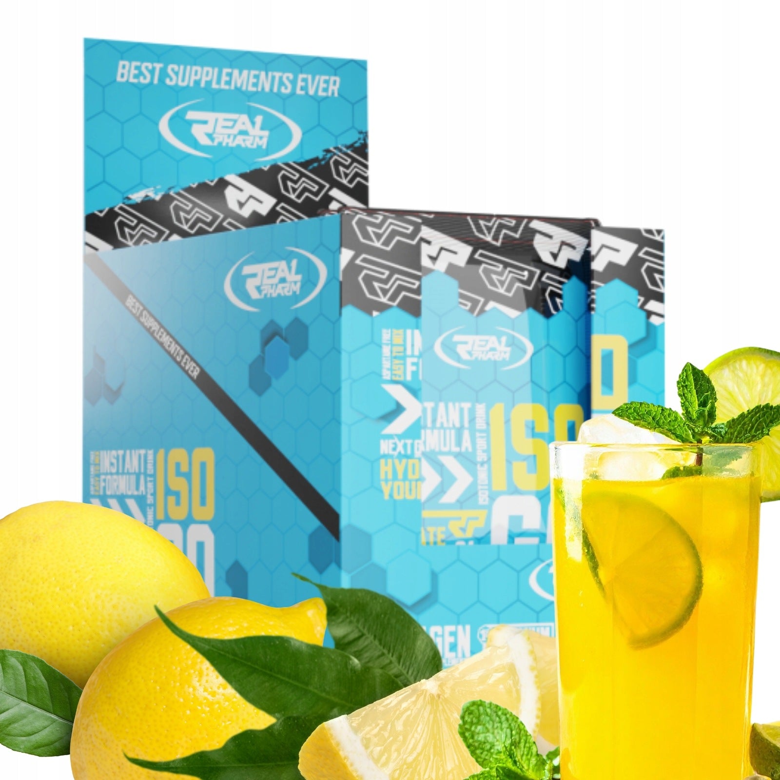 CARBOHYDRATE ISOTONIC SET Real Pharm Iso GO 20x21g sash. BOX LEMON