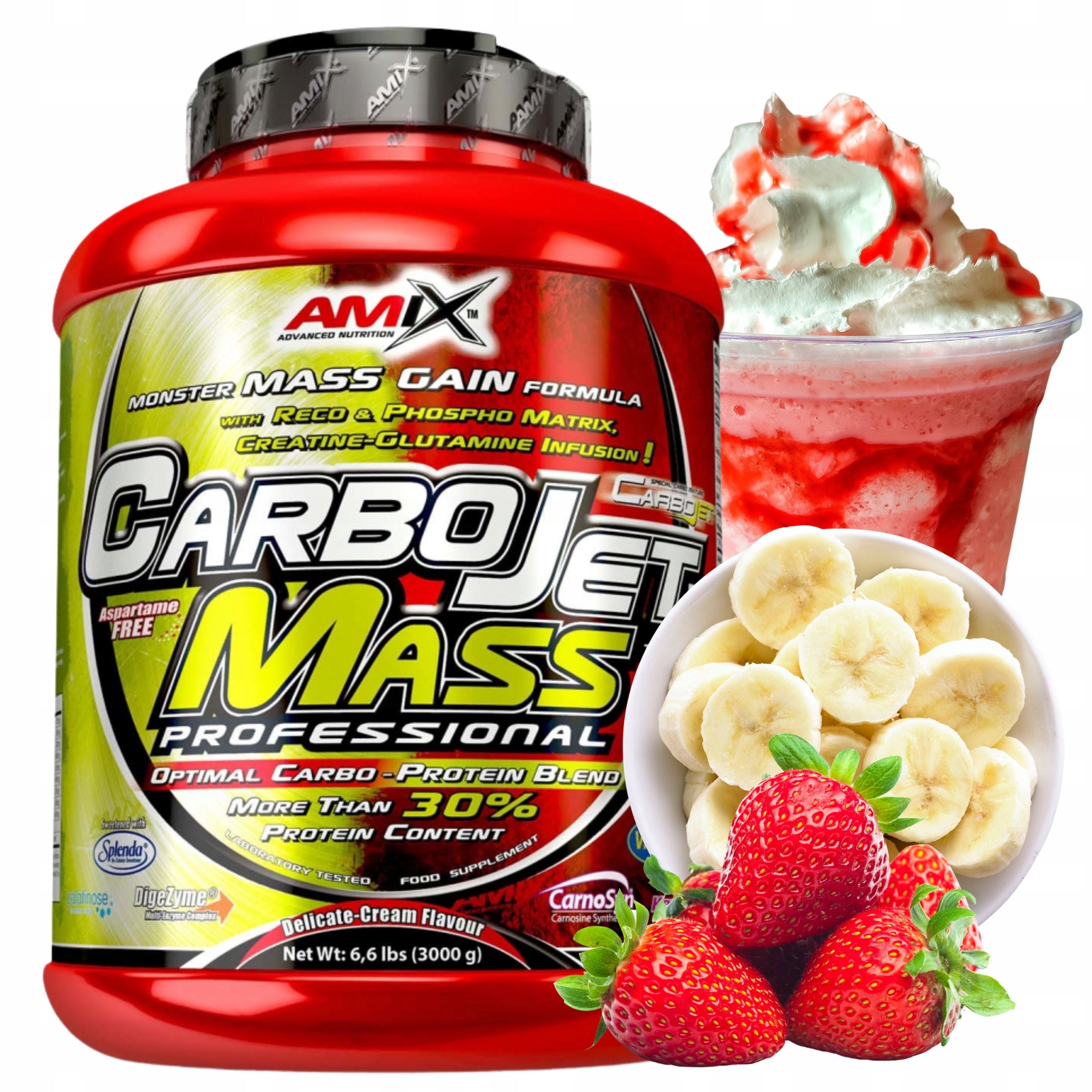 CARBOJET MASS Gainer 30g Protein BCAA Creatine Complex Carbohydrates 3000g