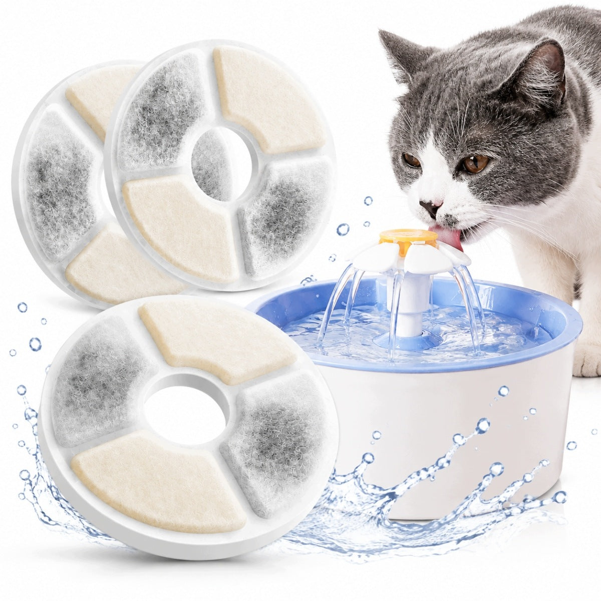 CARBON FILTER FOR DOG CAT FOUNTAIN 6PCS 14,5CM CATIT FLOWER