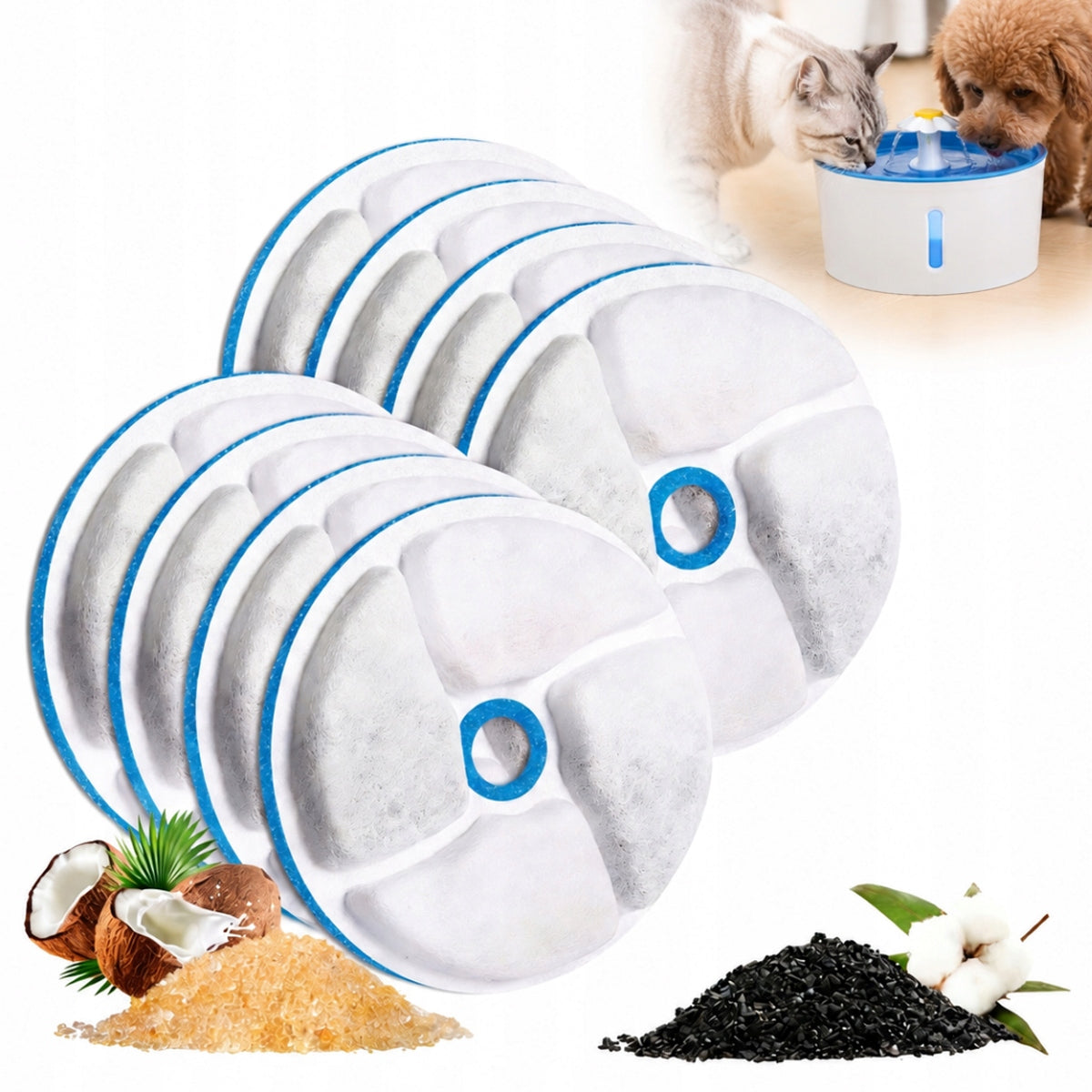 CARBON FILTER FOR DOG CAT WATER FOUNTAIN DRINKER 8PCS.