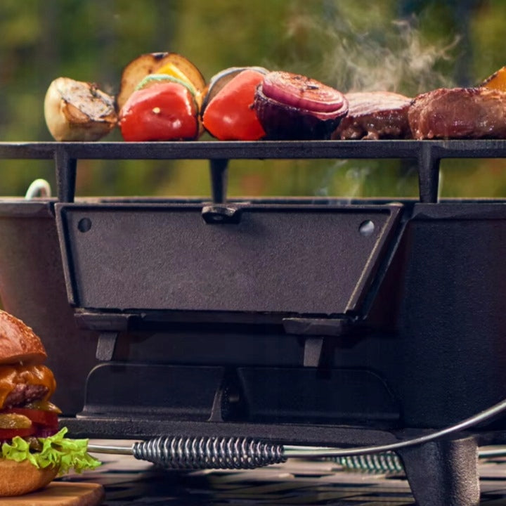 CARBON GRILL WITH CAST IRON GRATE GARDEN GRILL CAST IRON HIBACHI 43cm x 23cm Grill depth 28 cm