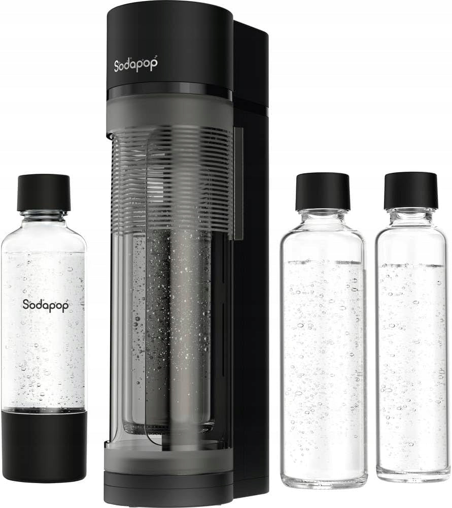 CARBONATED WATER SATURATOR + 3 BOTTLES GLASS PET BLACK