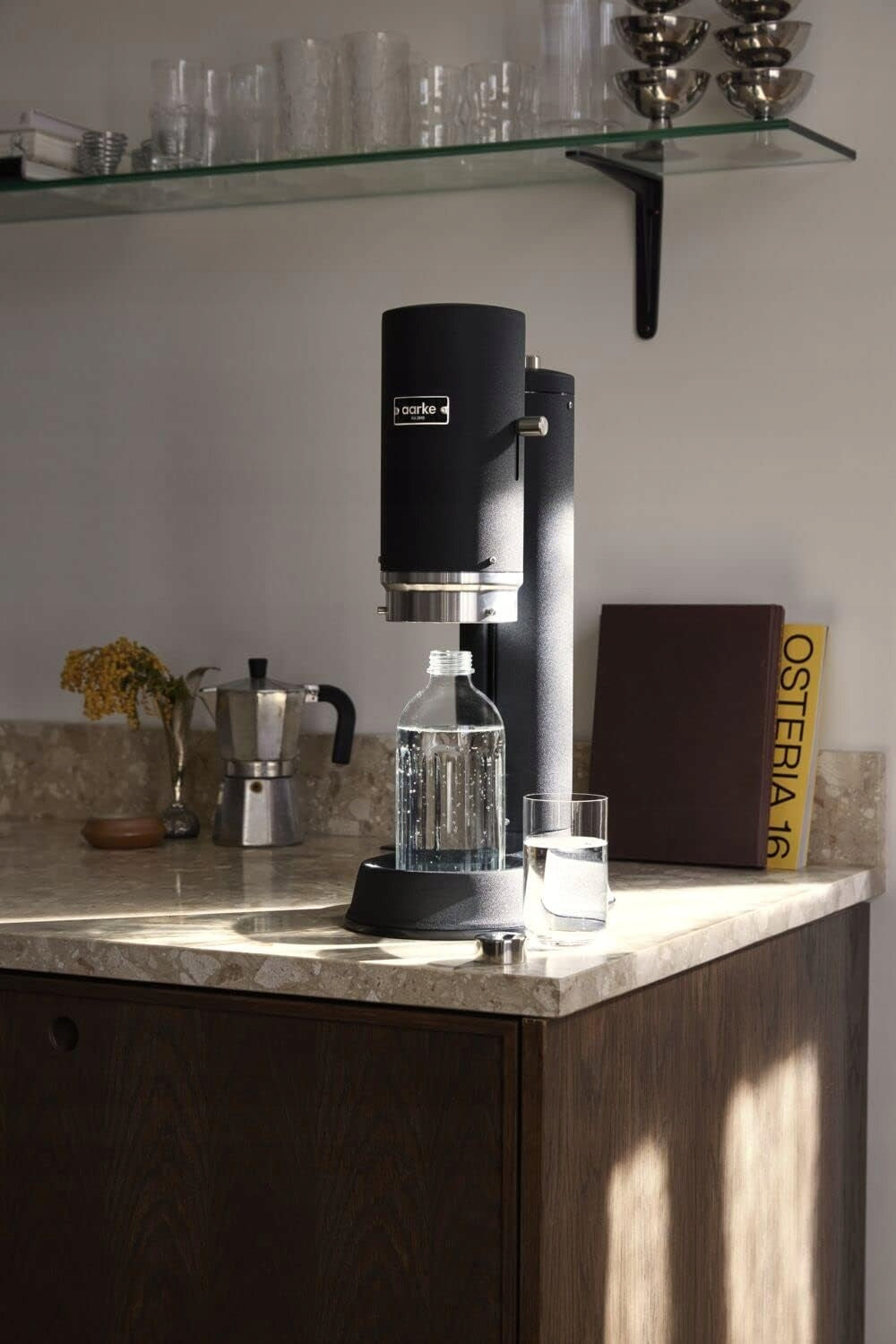 CARBONATED WATER SATURATOR MANUAL GLASS BOTTLE BLACK MAT STAINLESS STEEL Packaging status original