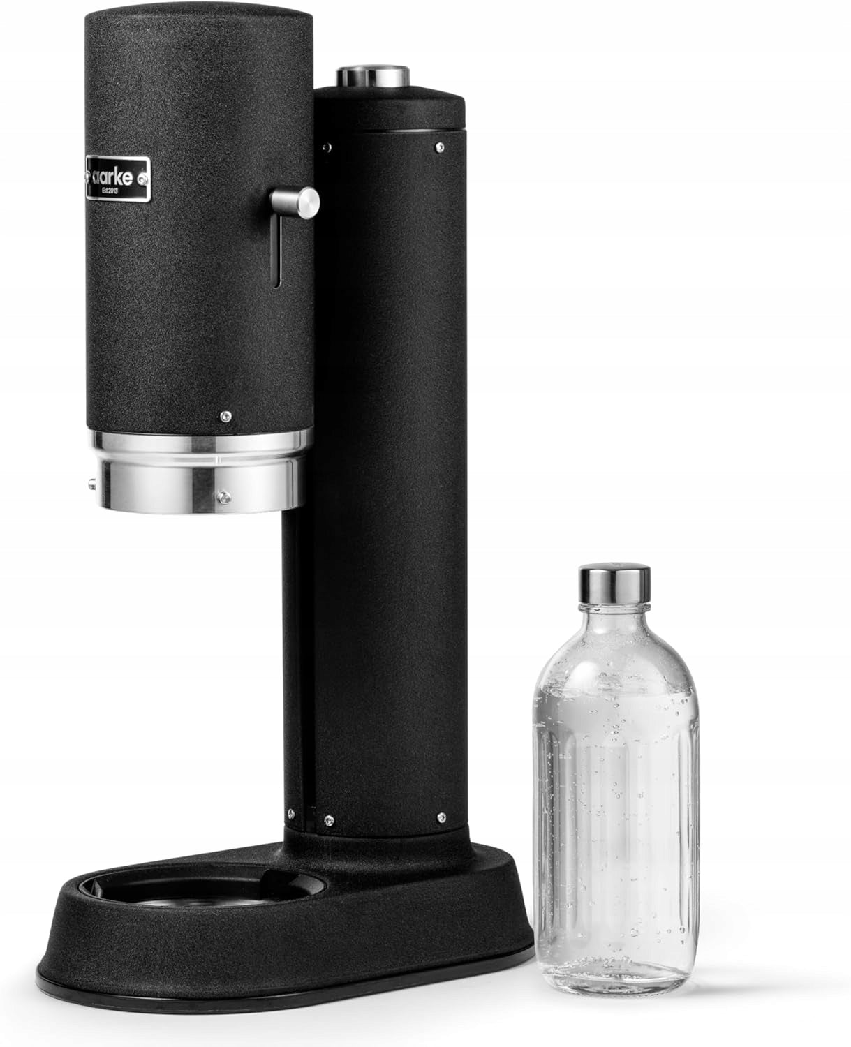 CARBONATED WATER SATURATOR MANUAL GLASS BOTTLE BLACK MAT STAINLESS STEEL