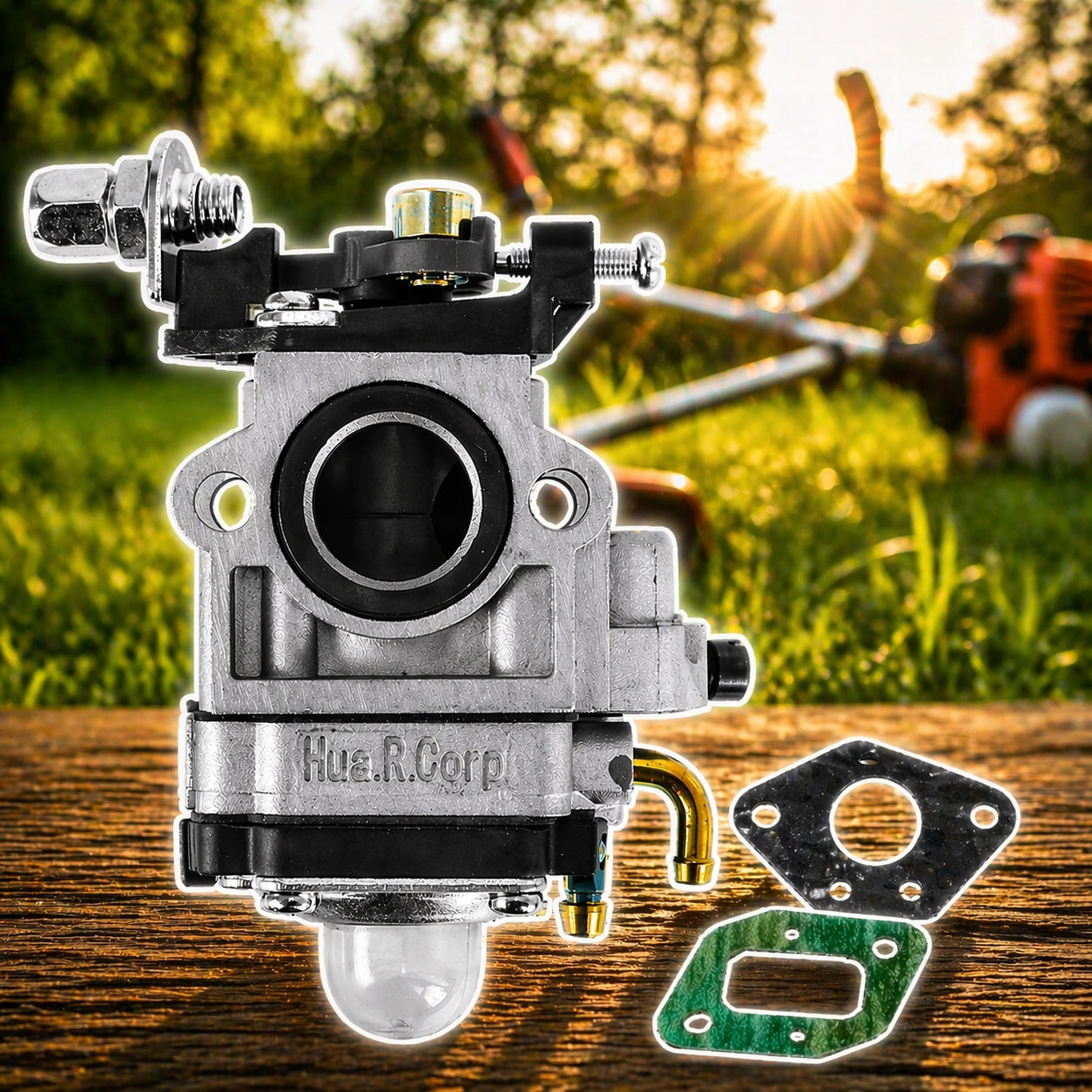 CARBURETOR FOR COMBUSTION SCYTHE TRIMMER THROAT TRIMMER 10MM + GASKETS Diameter 15 mm