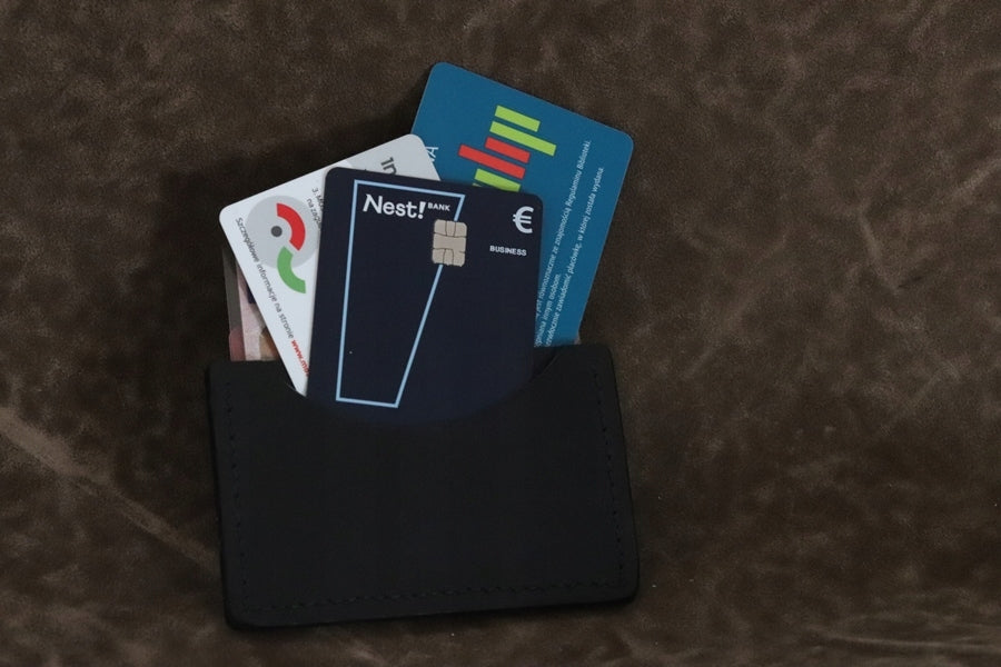 CARD HOLDER cardholder for 2 cards leather Color black