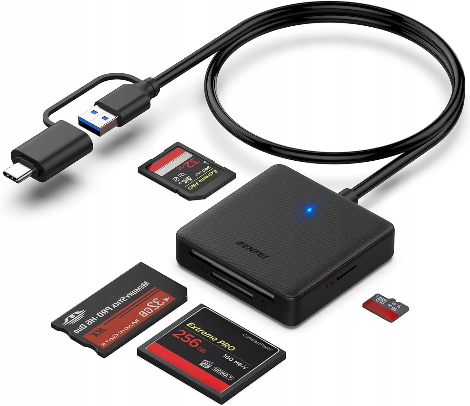 CARD READER 4IN1 USB-C USB 3.0 SD MICRO SD CF MS