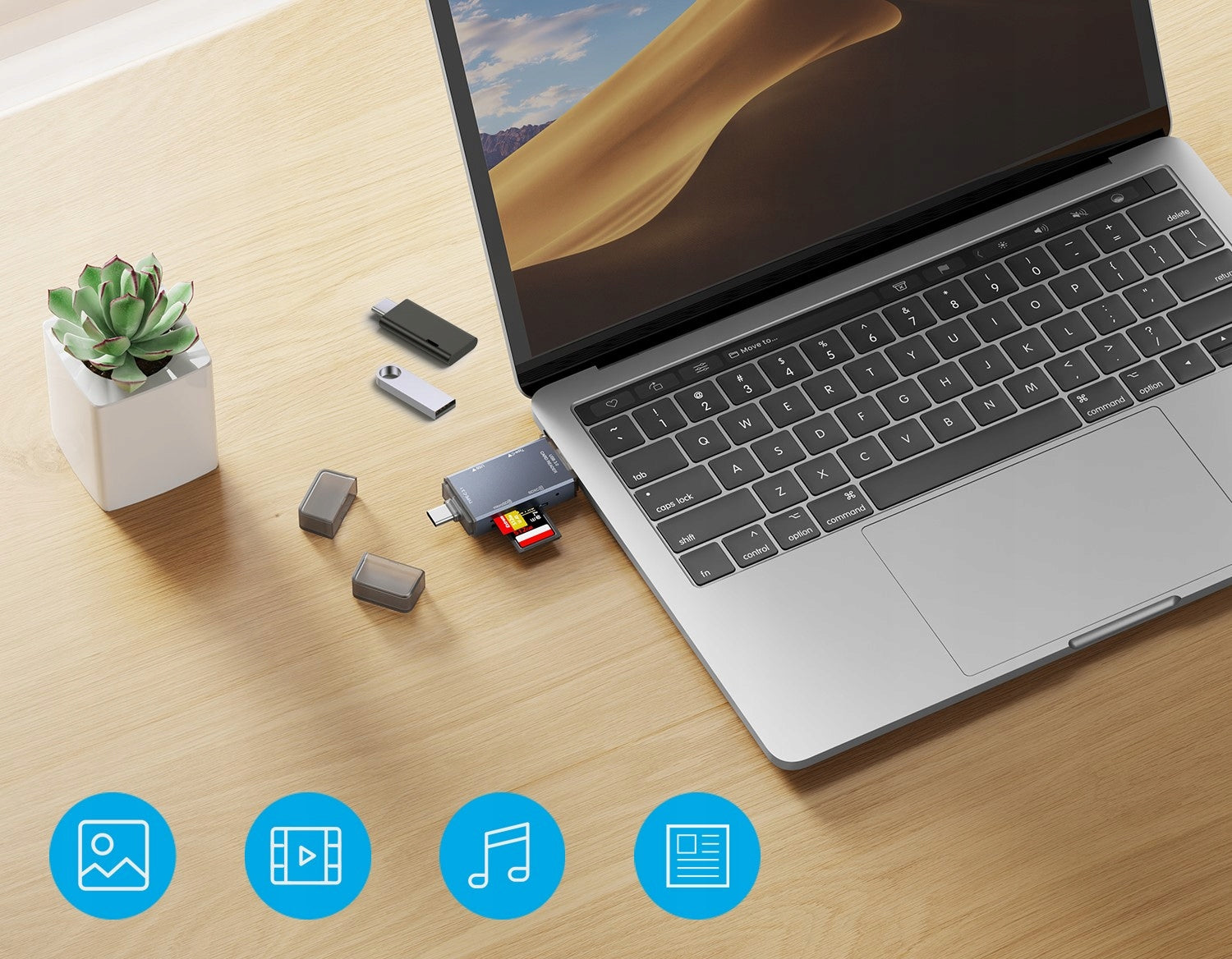 CARD READER SD TF MICROSD MEMORY USB-C USB 3.0 HUB ACTIVE ADAPTER 6IN1 Manufacturer code Czytnik kart typu HUB