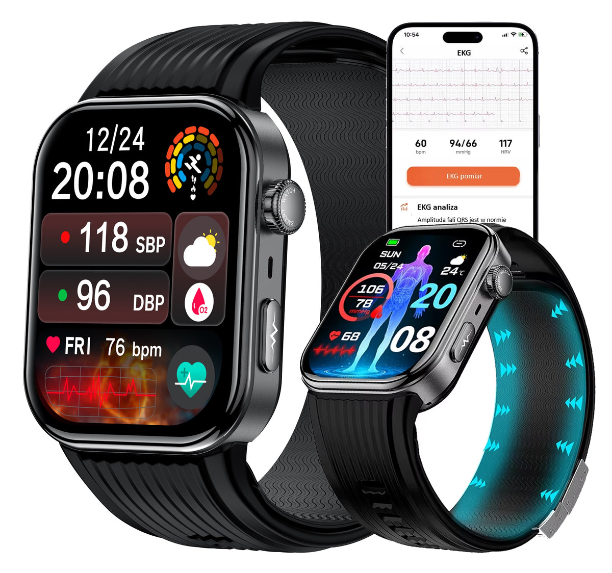 CARDIOWATCH CUFF BLOOD PRESSURE MONITOR GLUCOSE METER EKG BLOOD FALL J.POL