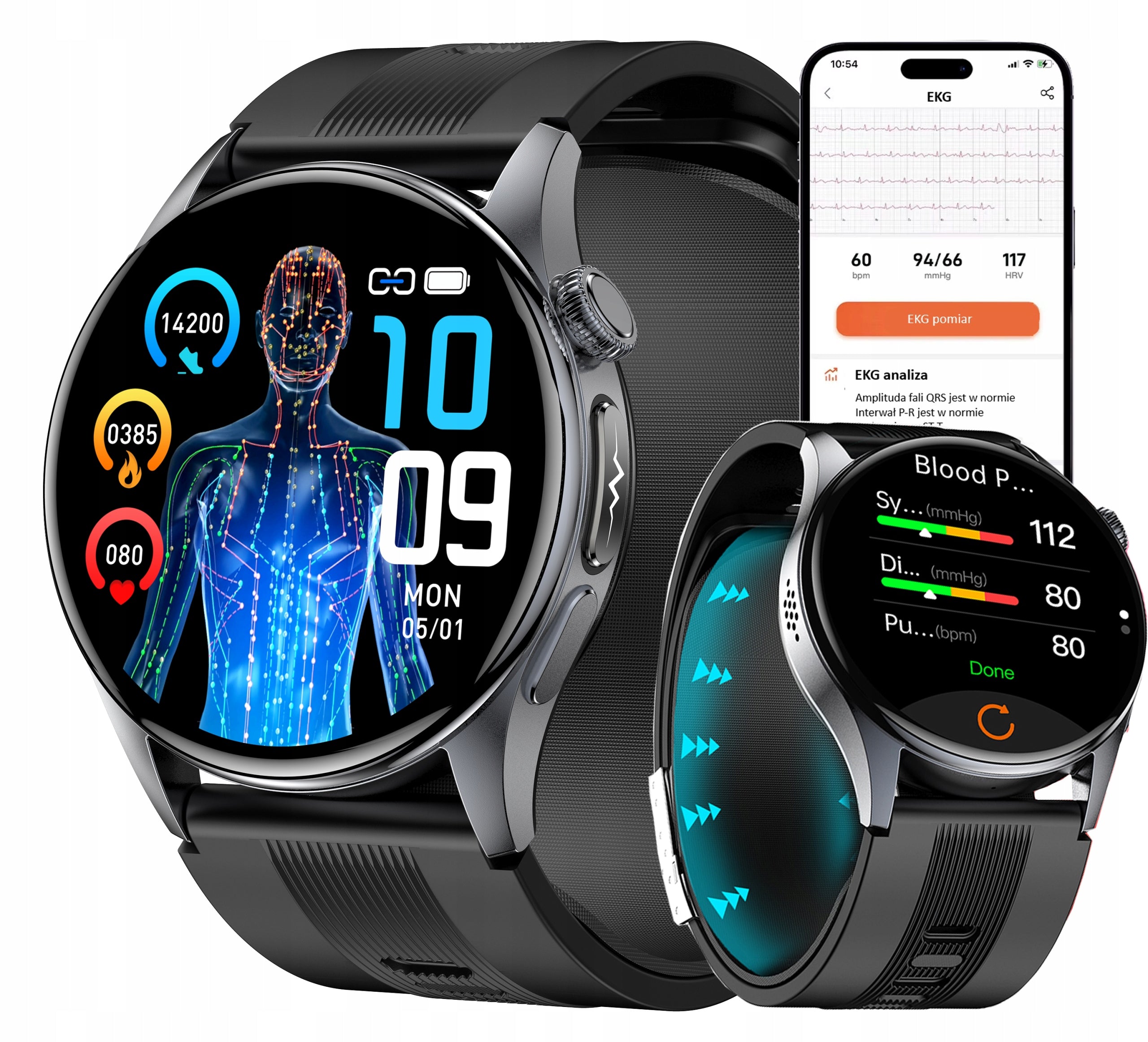CARDIOWATCH PUMPED CUFF BLOOD PRESSURE MONITOR EKG SUGAR BLOOD BMI PL