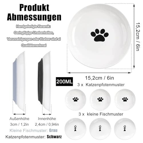 CAREATTZ 6 PIECES CERAMIC CAT BOWLS 15 2 CM FOOD BOWL FOR Brand DEKO
