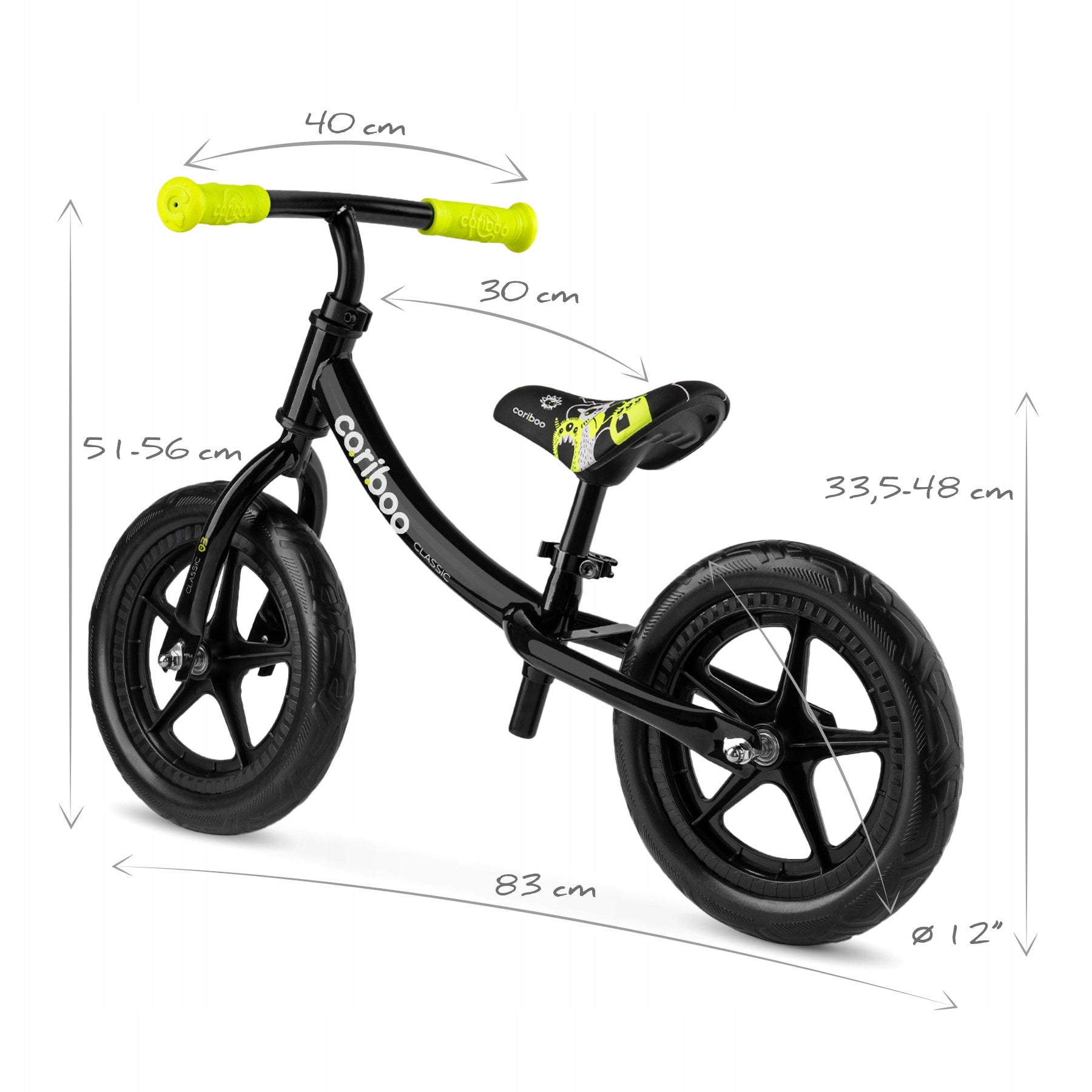 CARIBOO CLASSIC balance bike for a boy Color black yellow