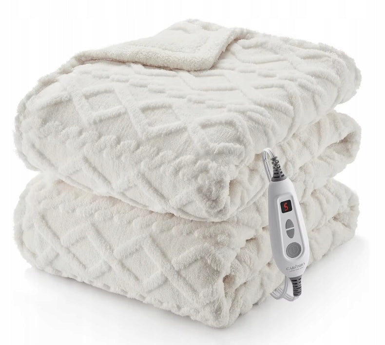 CAROMIO Electric Heating Blanket 6 Heating Levels 10 HOURS 180*130cm