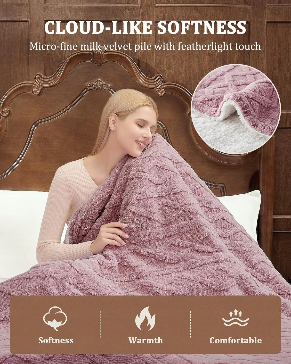 CAROMIO Electric blanket with automatic shut-off, 180 X 130 CM PINK Medical device no