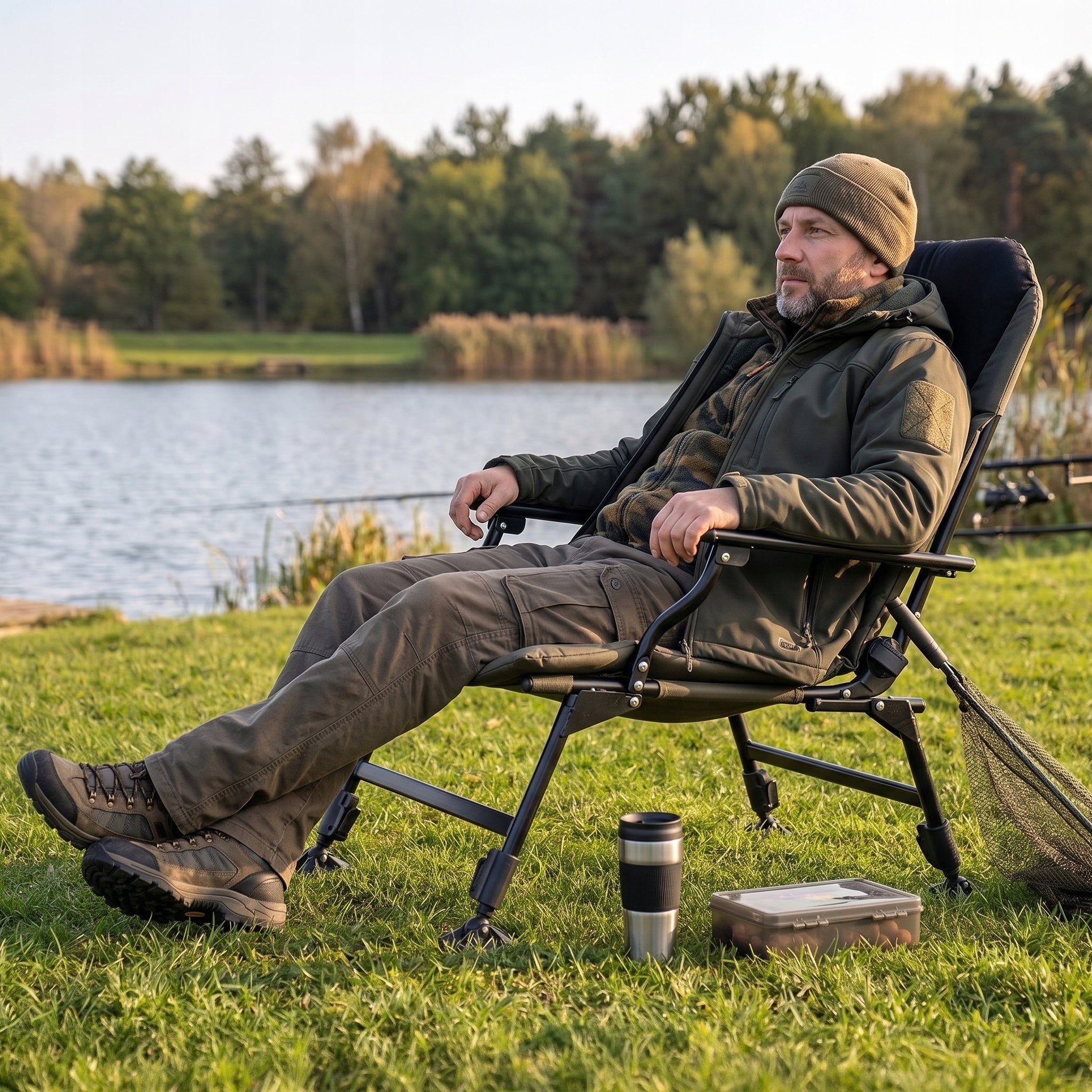 CARP FISHING CHAIR FOLDING HIKING COUCH WITH FOOTREST Brand Be-Active.pl