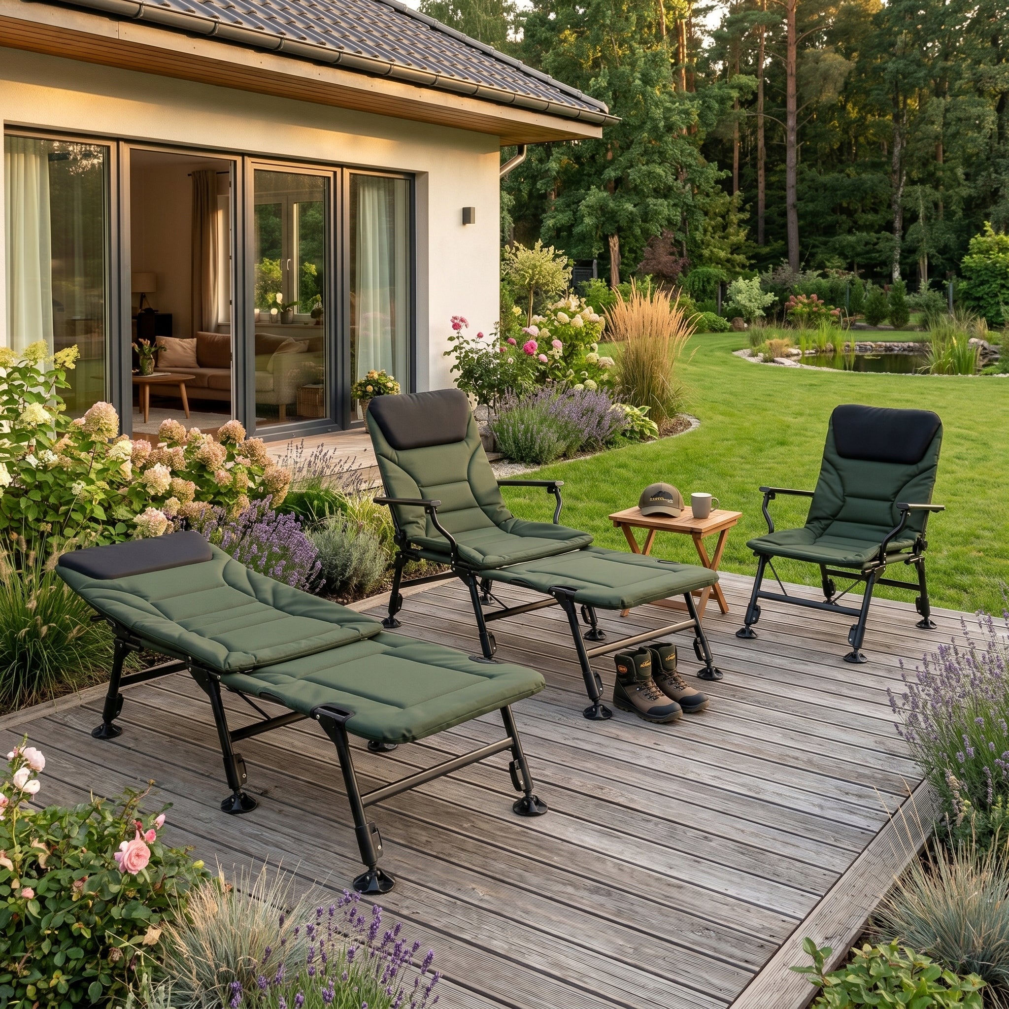 CARP FISHING CHAIR FOLDING HIKING COUCH WITH FOOTREST Manufacturer code LT-15 KRZESŁO LEŻAK WĘDKARSKIE KARPIOWE RYBY