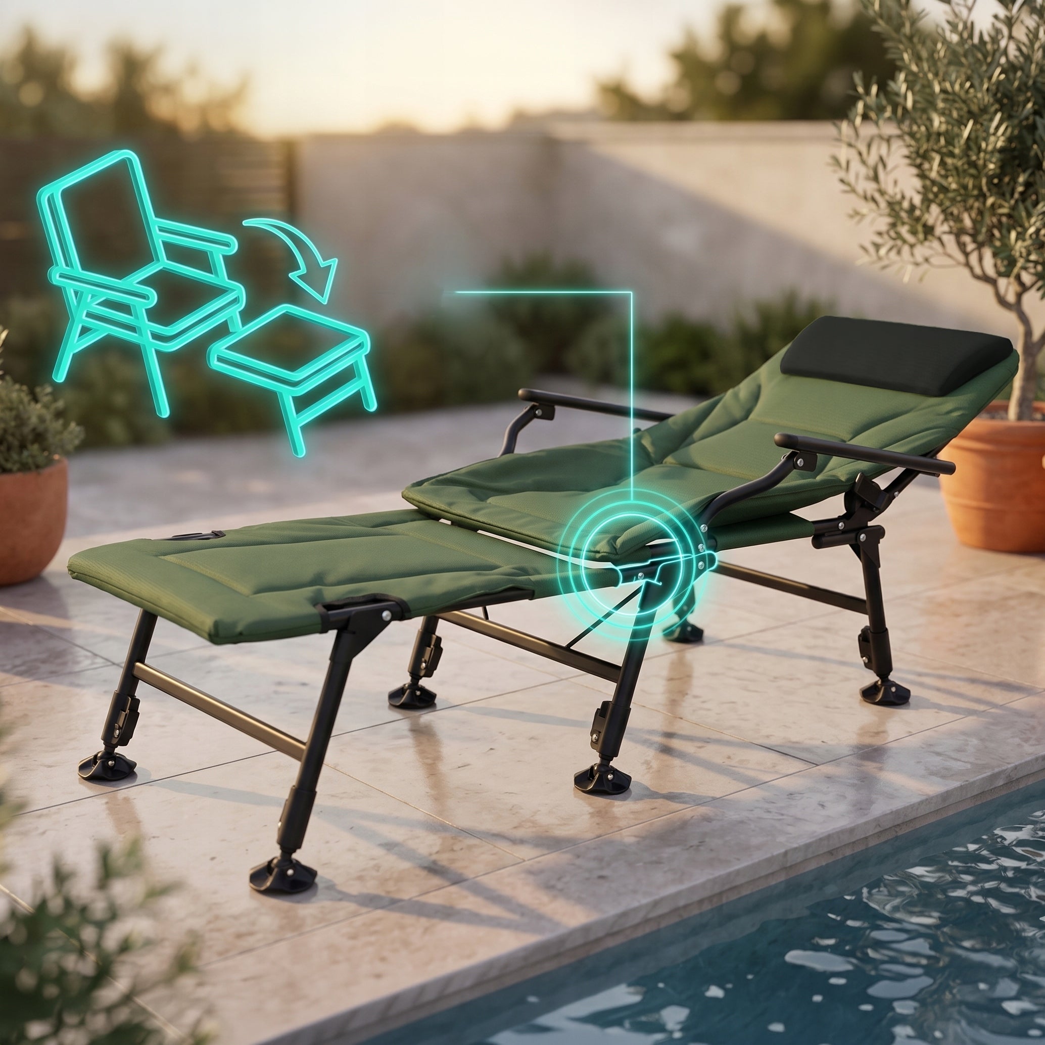 CARP FISHING CHAIR FOLDING HIKING COUCH WITH FOOTREST Product weight with unit packaging 7.2 kg