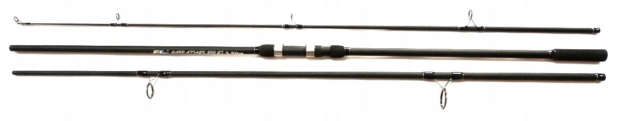 CARP FISHING ROD 3 PIECES 3.9 M REEL 10 BALL + LINE + FLIGHTS + STOP WATCHES Brand FL