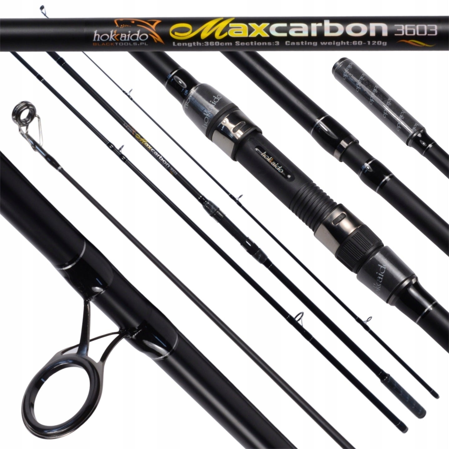 CARP FISHING SET 2 RODS 2 ROD REELS UNDER ALL HOKKAIDO Packaging status original