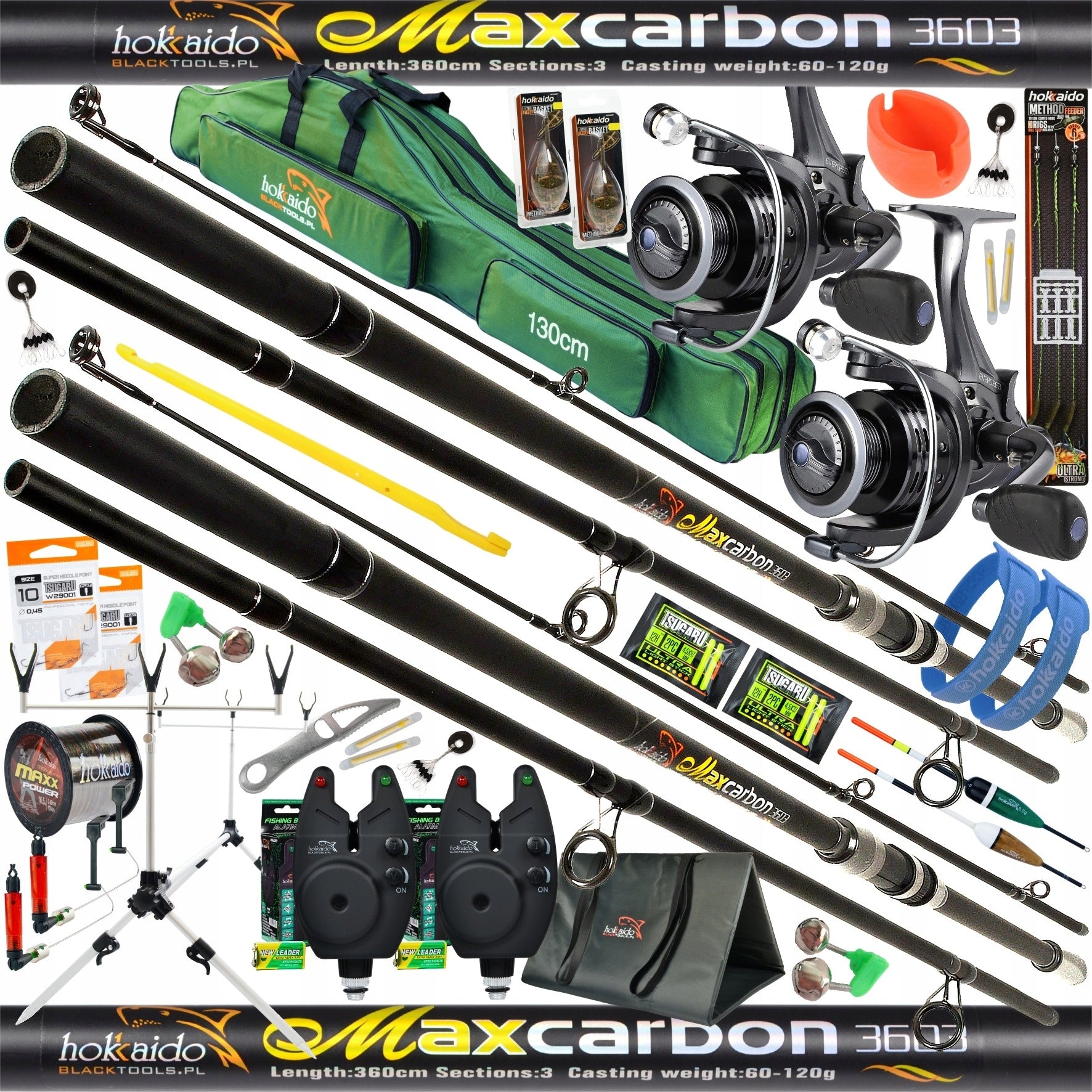 CARP FISHING SET 2 RODS 2 ROD REELS UNDER ALL HOKKAIDO