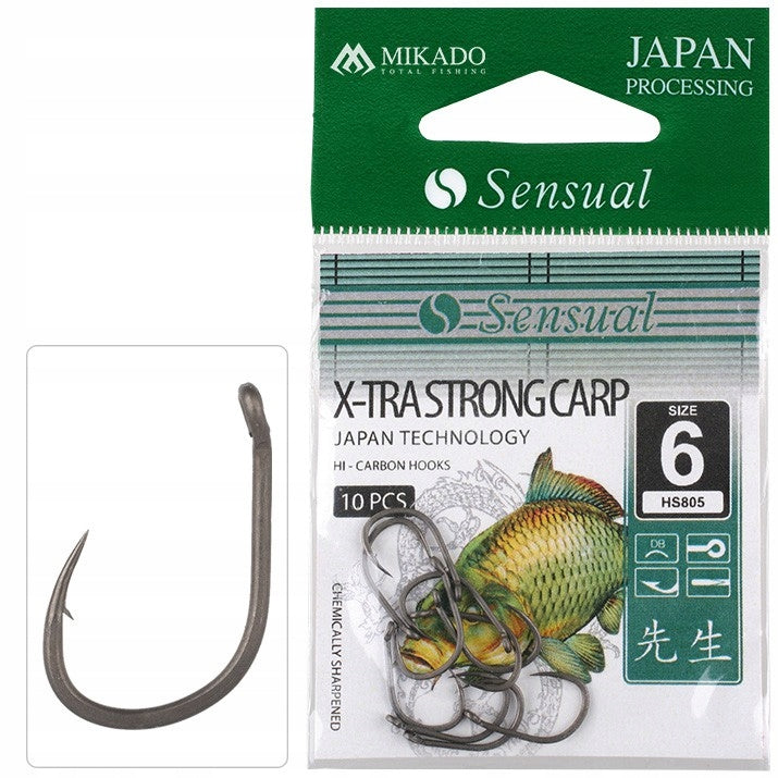 CARP HOOKS Sensual X-TRA STRONG CARP MIKADO 10pcs Size 10 Manufacturer code HS805-10DB