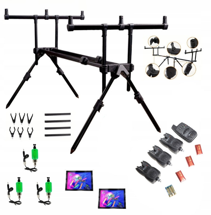 CARP SET ROD STAND UNDER RUMPOL CONTROL UNIT BEACONS 3+1