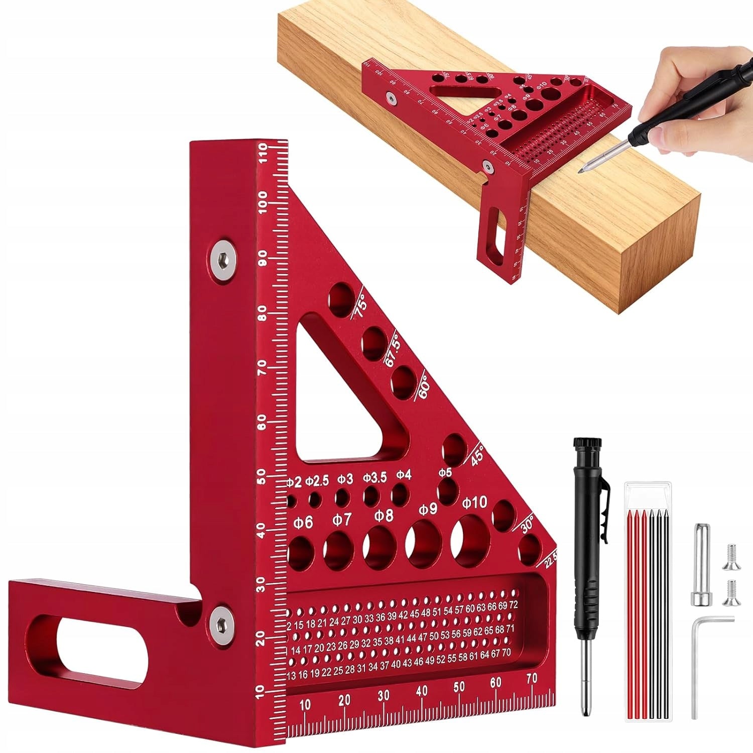 CARPENTRY ANGLE ALUMINUM CONSTRUCTION PRECISION TOOL RED