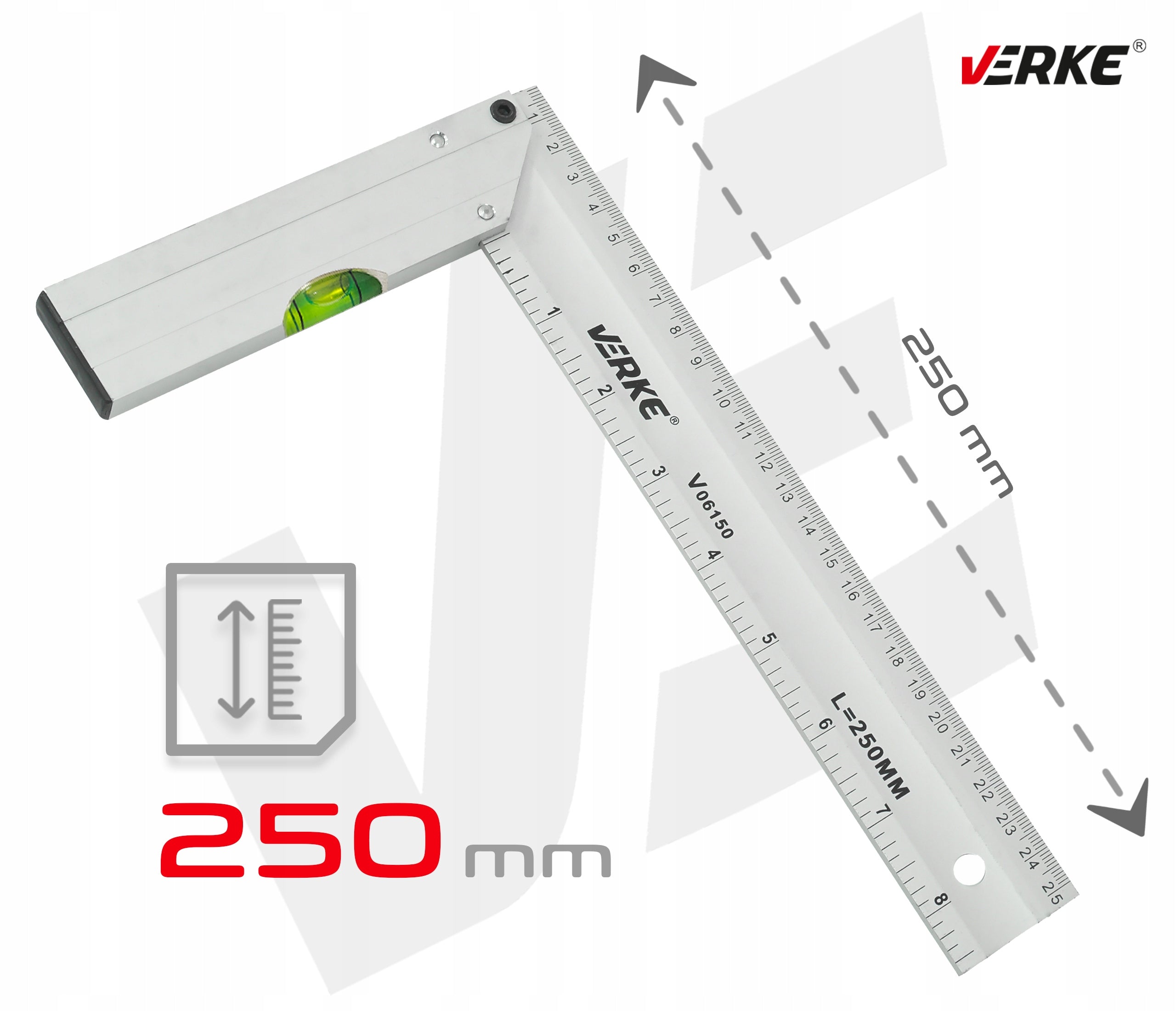 CARPENTRY ANGLE CARPENTER ALUMINUM CONSTRUCTION WINKIEL MEASUREMENT 250mm Manufacturer code V06150