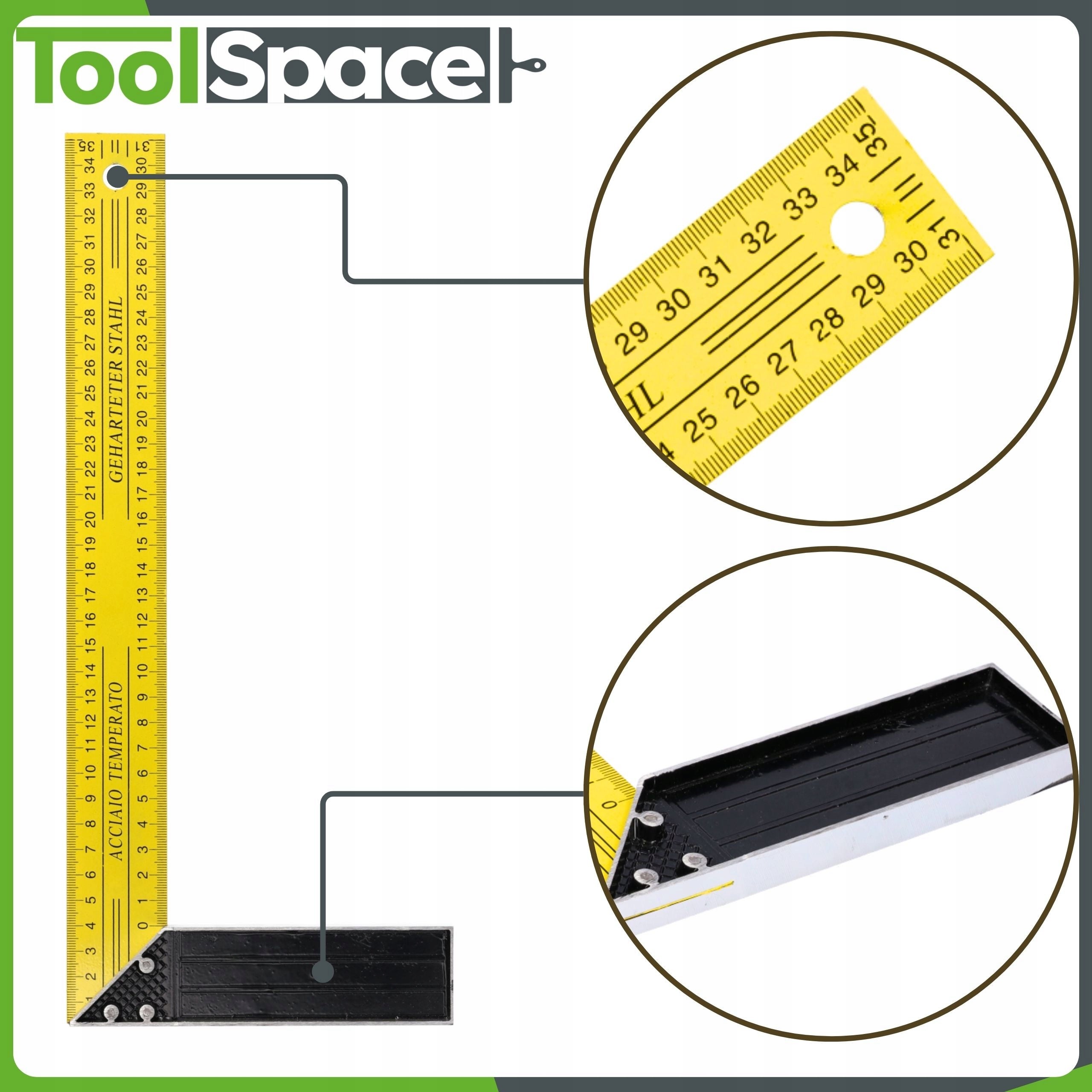 CARPENTRY ANGLE CONSTRUCTION MEASUREMENT PROFESSIONAL ALU. yellow-black 350mm Brand ToolSpace