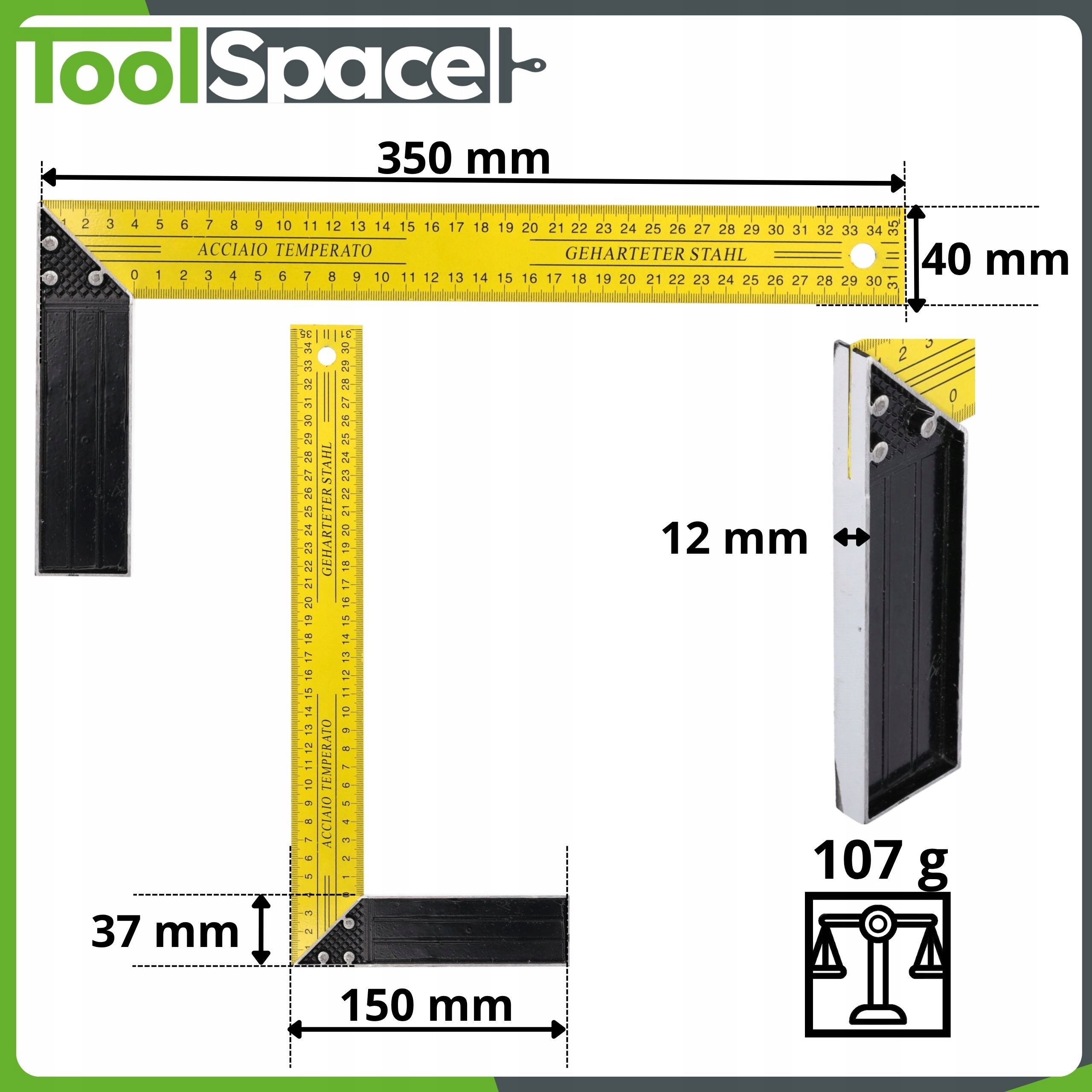 CARPENTRY ANGLE CONSTRUCTION MEASUREMENT PROFESSIONAL ALU. yellow-black 350mm Material stainless steel