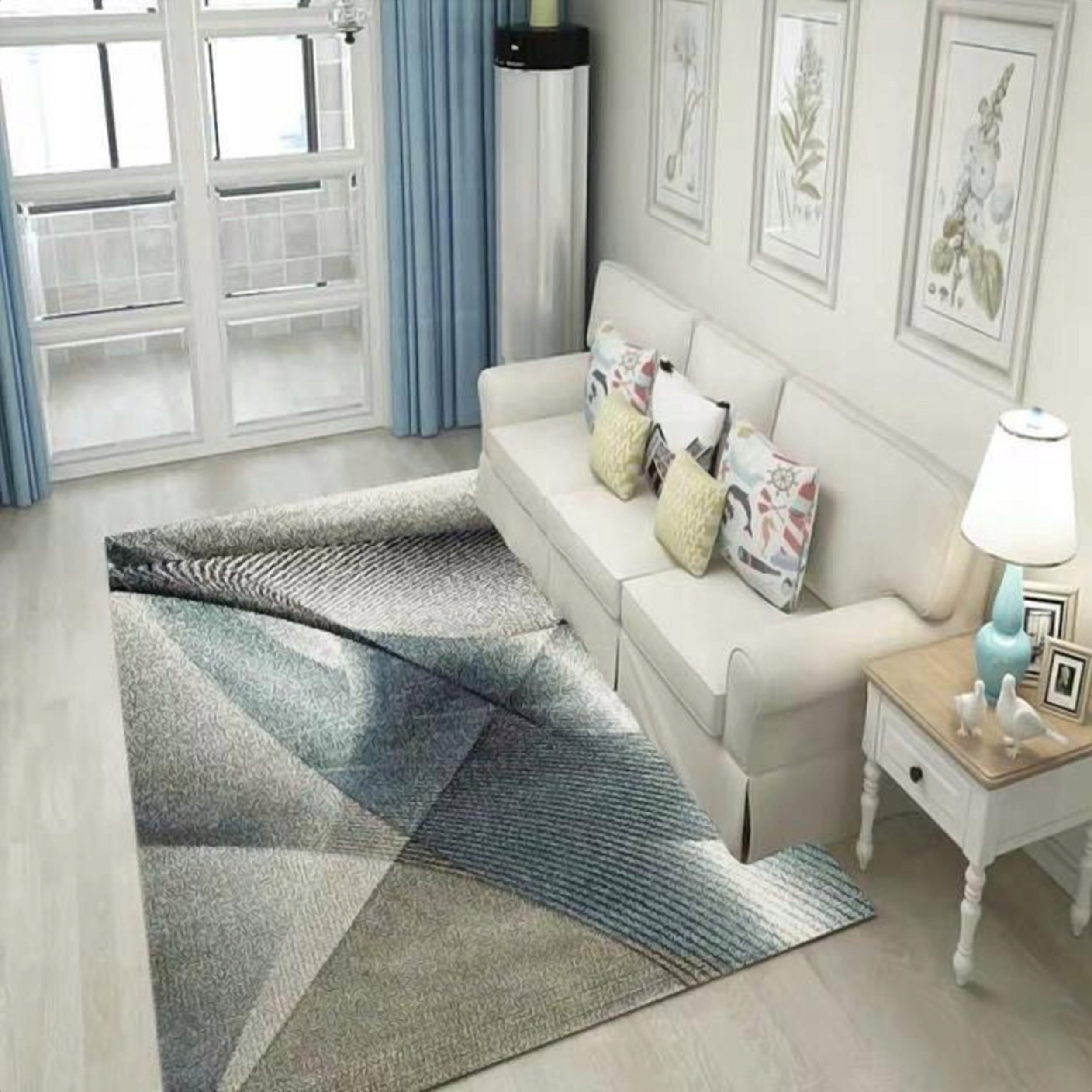 CARPET 160X220CM MODERN FOR LIVING ROOM GREY BLUE GREEN NON-SLIP Product width 160 cm
