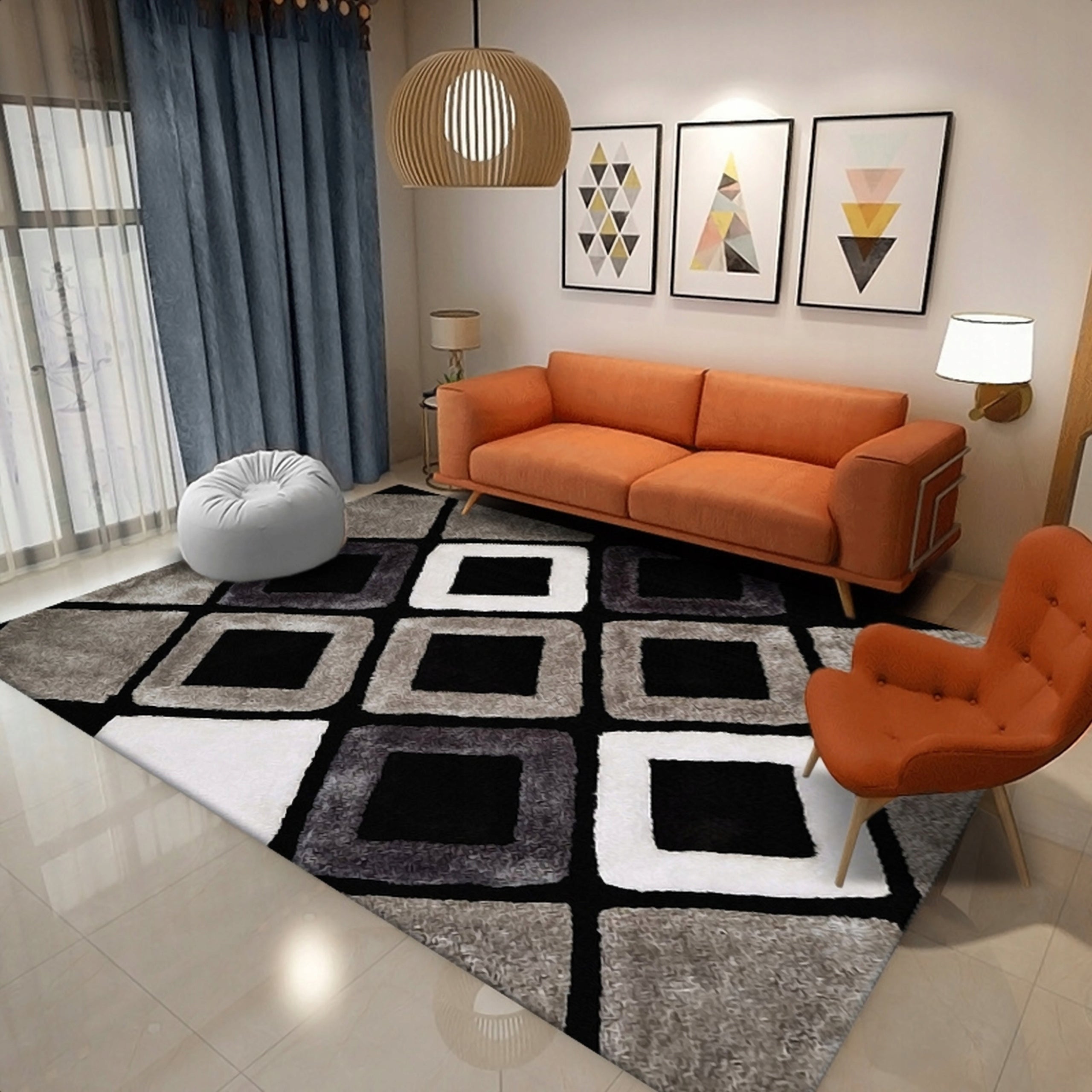 CARPET 200X300 BROWN-BLACK FOR LIVING ROOM BEDROOM ROOM NON-SLIP BCF Color multicolor