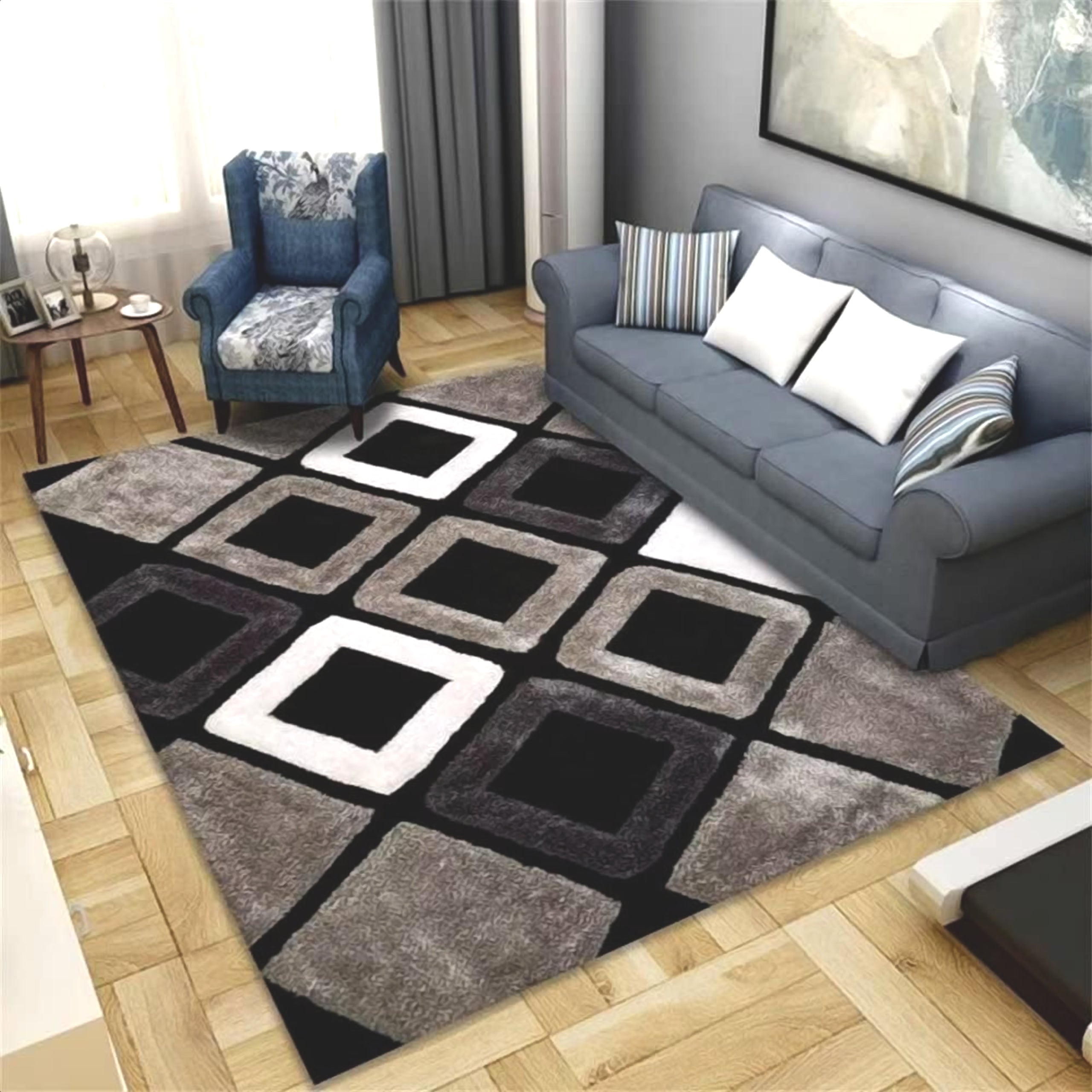 CARPET 200X300 BROWN-BLACK FOR LIVING ROOM BEDROOM ROOM NON-SLIP BCF Length 300 cm