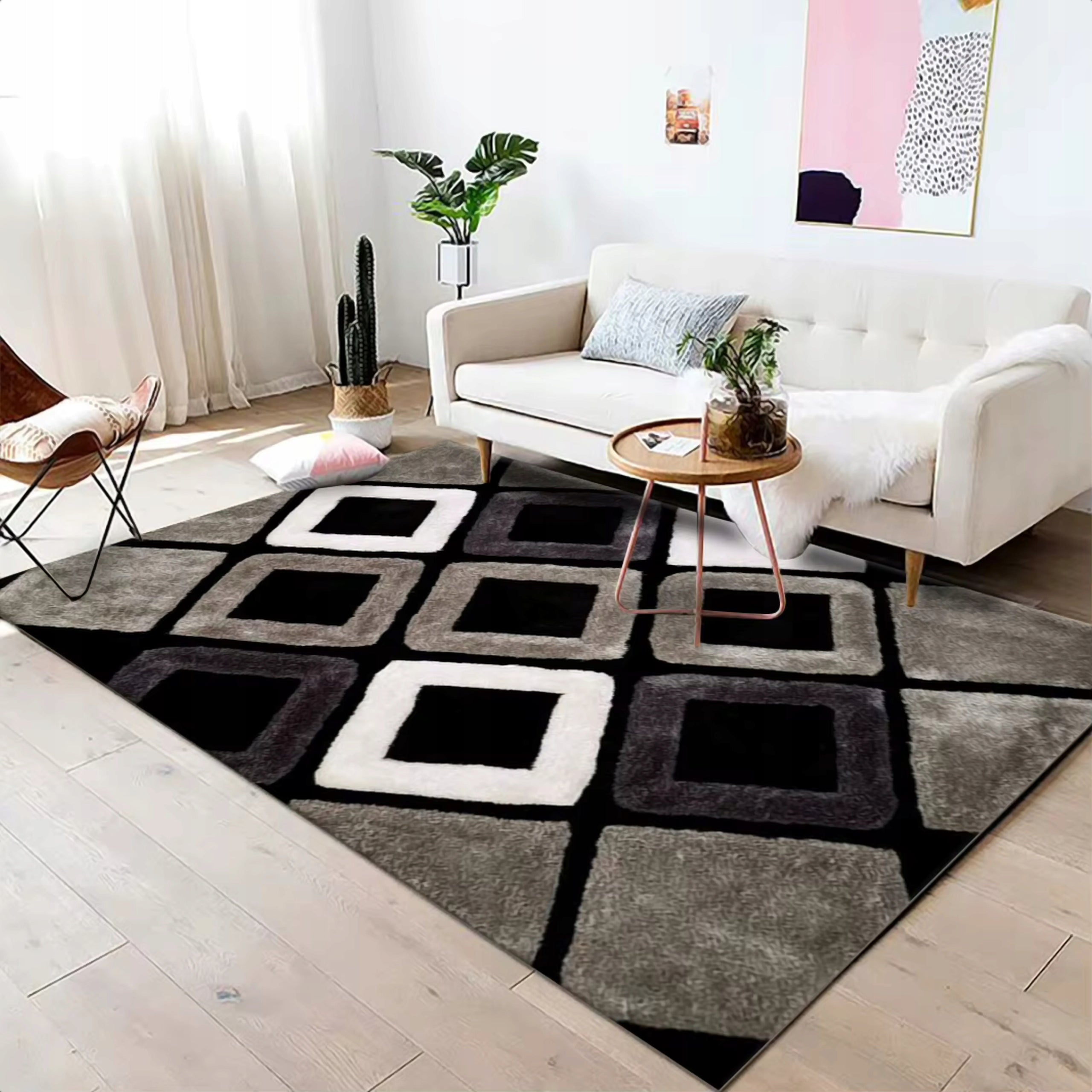 CARPET 200X300 BROWN-BLACK FOR LIVING ROOM BEDROOM ROOM NON-SLIP BCF Thickness 9 mm