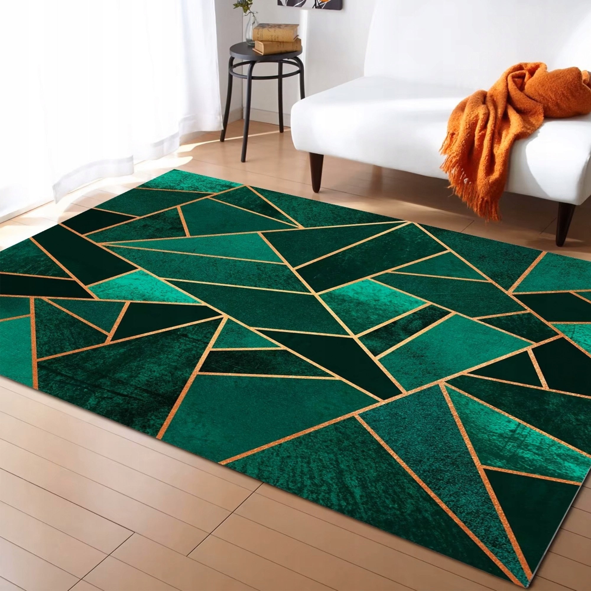 CARPET 300X200 CM GREEN BLACK GEOMETRIC MOSAIC GLAMOUR NON-SLIP Product width 300 cm