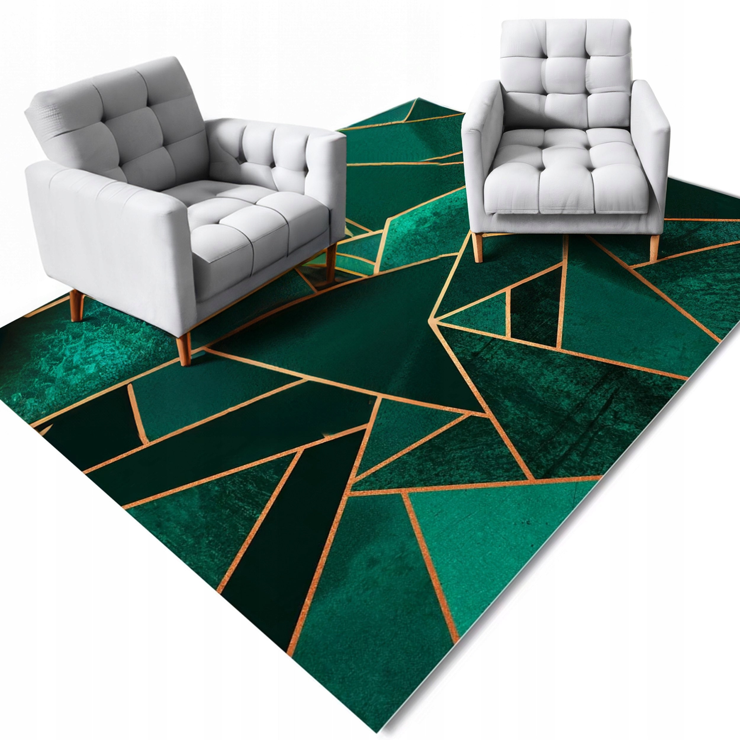 CARPET 300X200 CM GREEN BLACK GEOMETRIC MOSAIC GLAMOUR NON-SLIP