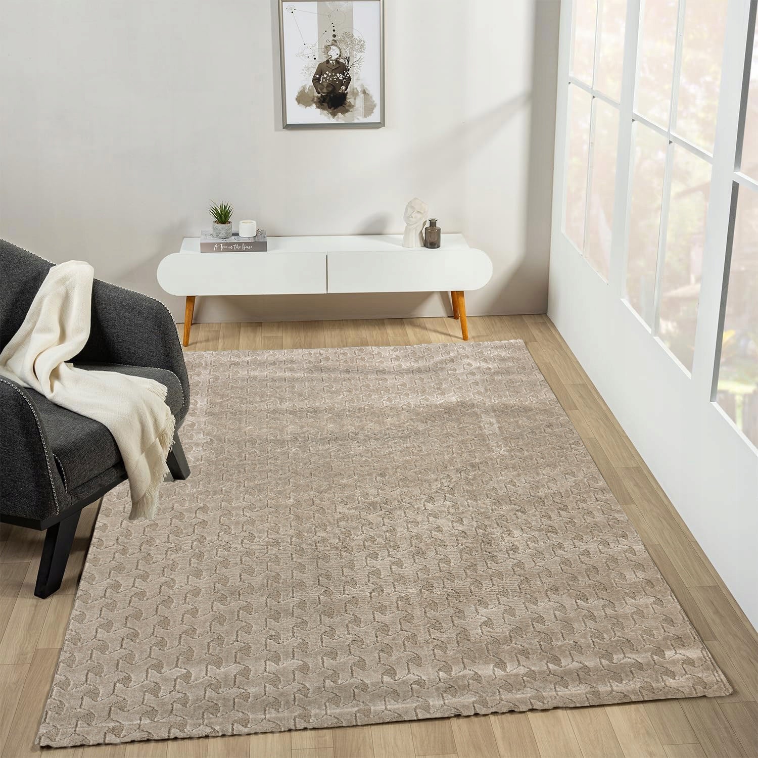 CARPET BEIGE 120X170 CM MODERN COSTA LIGHT PRACTICAL FOR LIVING ROOM SOFT Brand Sindbad