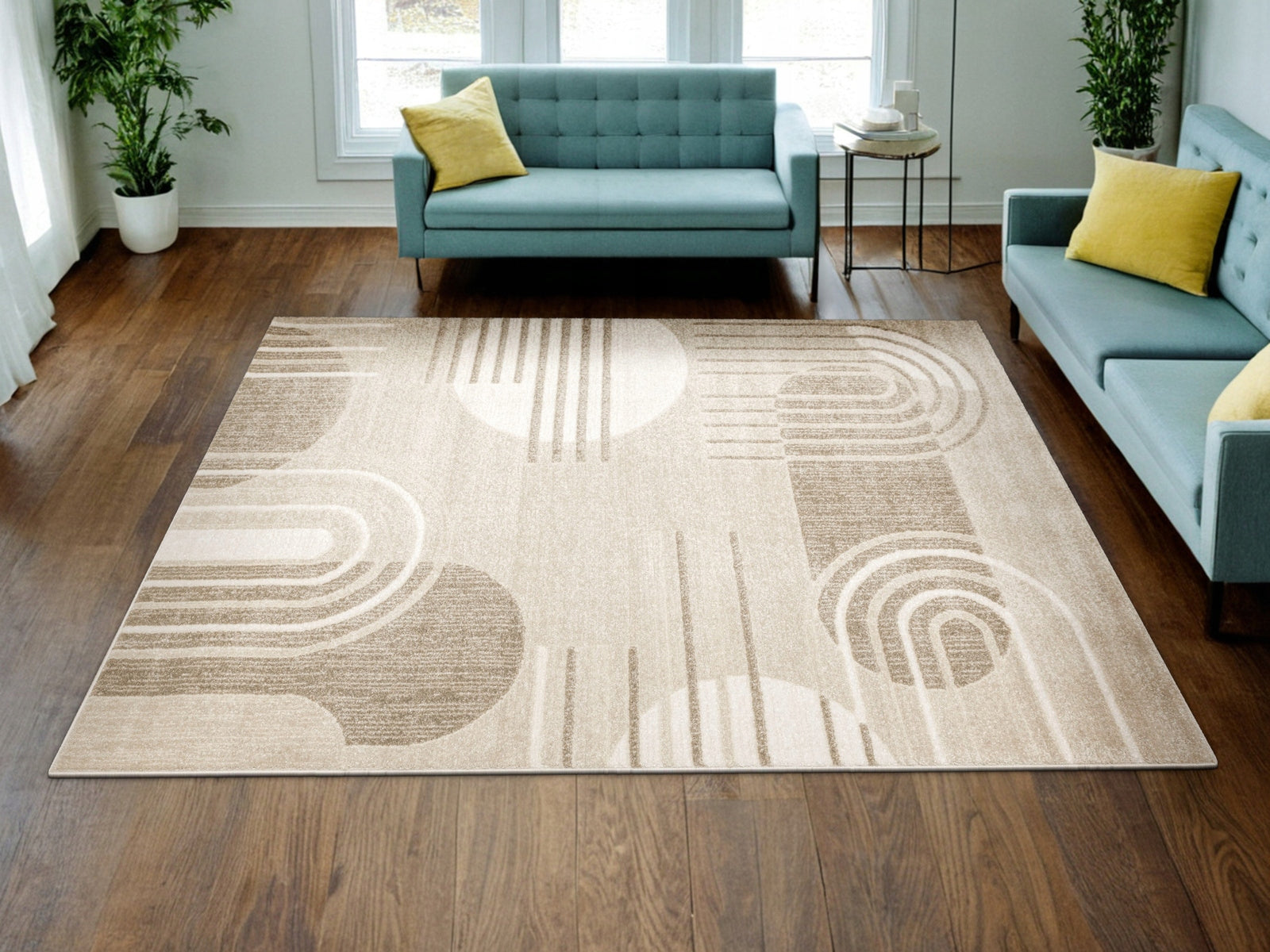CARPET BEIGE MODERN TWO-LEVEL SOFT FOR LIVING ROOM MATARA 120x170 cm Length 170 cm