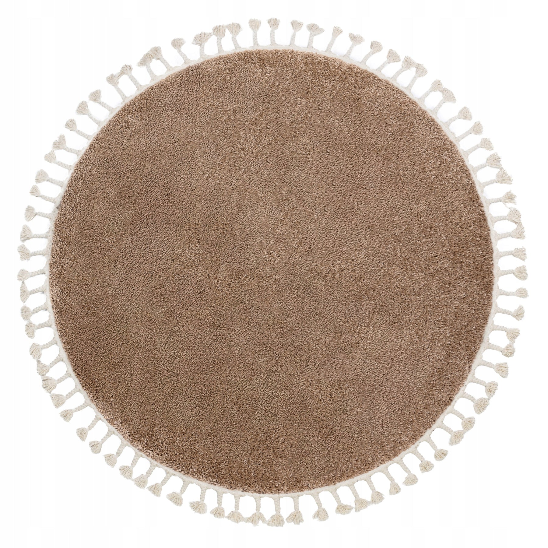CARPET BERBER CIRCLE SHAGGY beige Moroccan tassels UNIFORM circle 120 cm Manufacturer code GR5453 BERBER 9000 beż