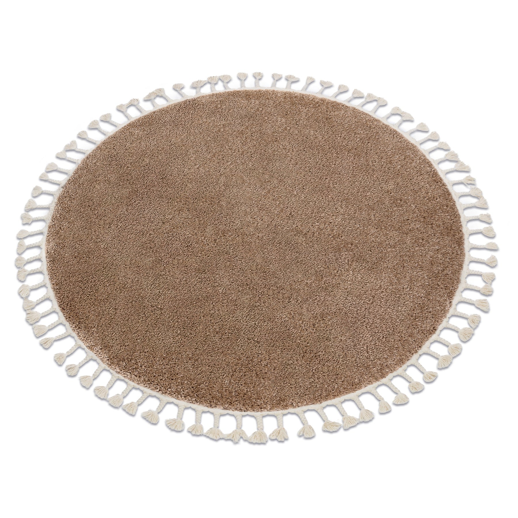 CARPET BERBER CIRCLE SHAGGY beige Moroccan tassels UNIFORM circle 120 cm