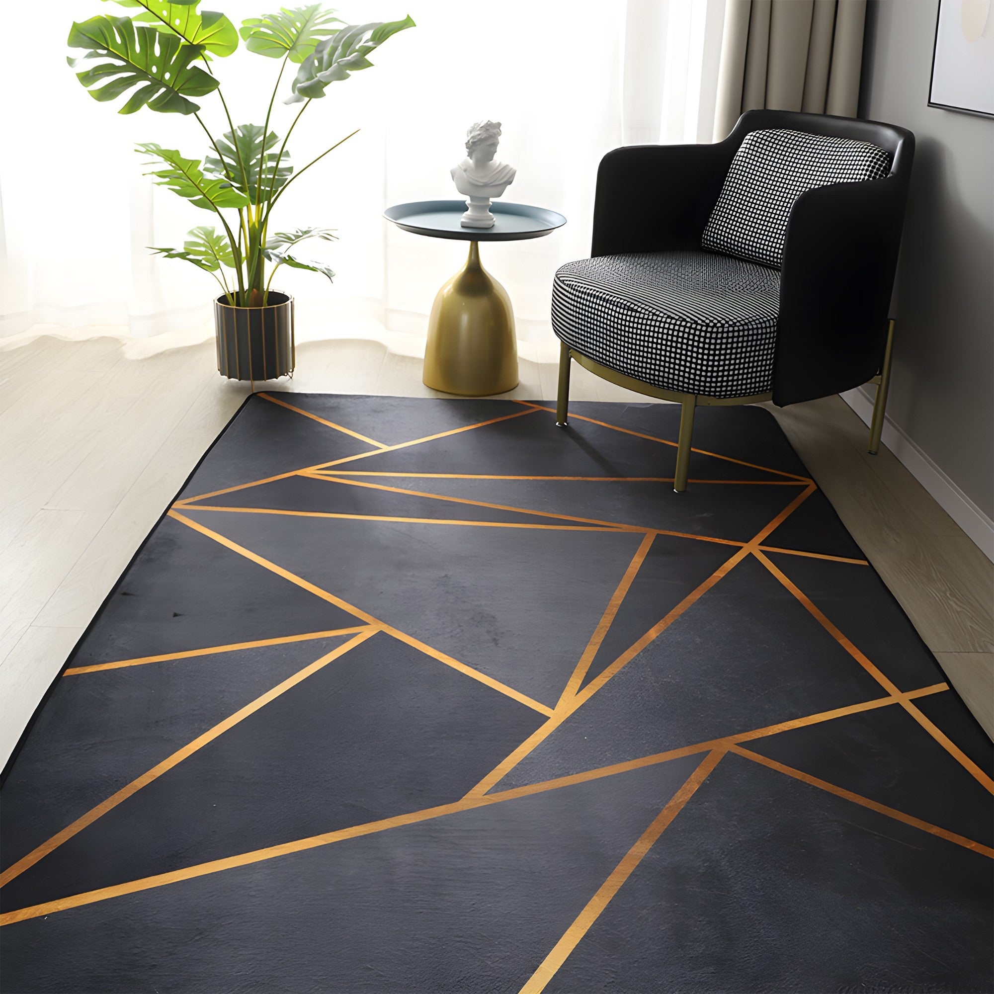 CARPET BLACK AND GOLD 300X200 CM NON-SLIP MODERN BLACK GOLD LOFT Manufacturer code Dywany