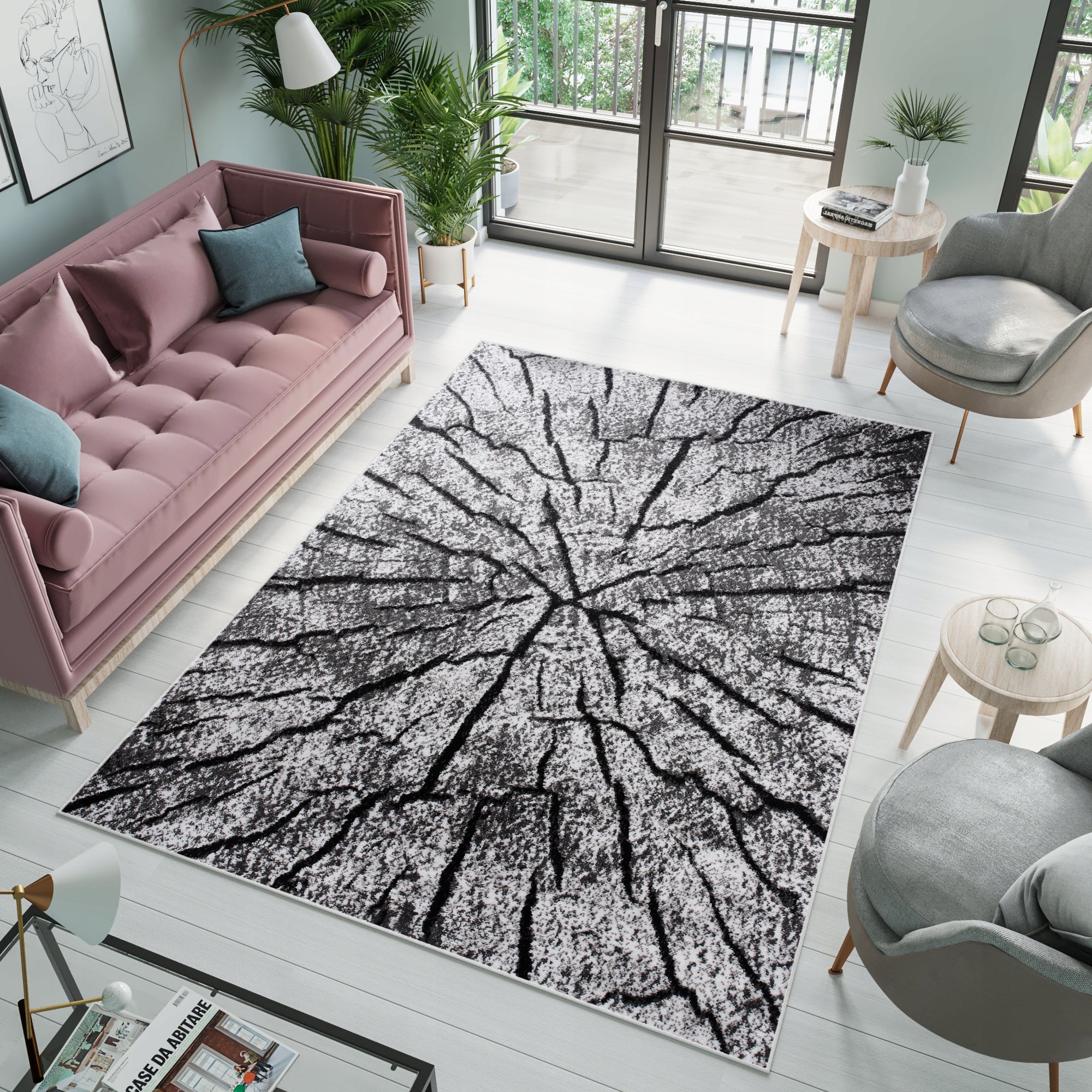 CARPET CANVAS 160x220 BCF TREE Trunk GRAY BLACK EAN (GTIN) 5903173168223