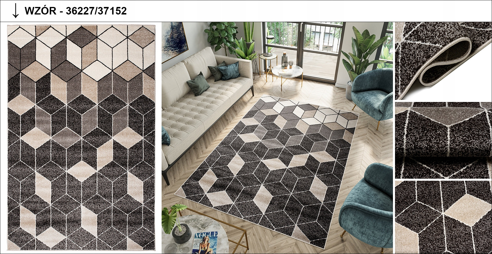 CARPET ETHNO 120x170 FRIEZE BOHO VARIOUS DESIGNS Length 170 cm