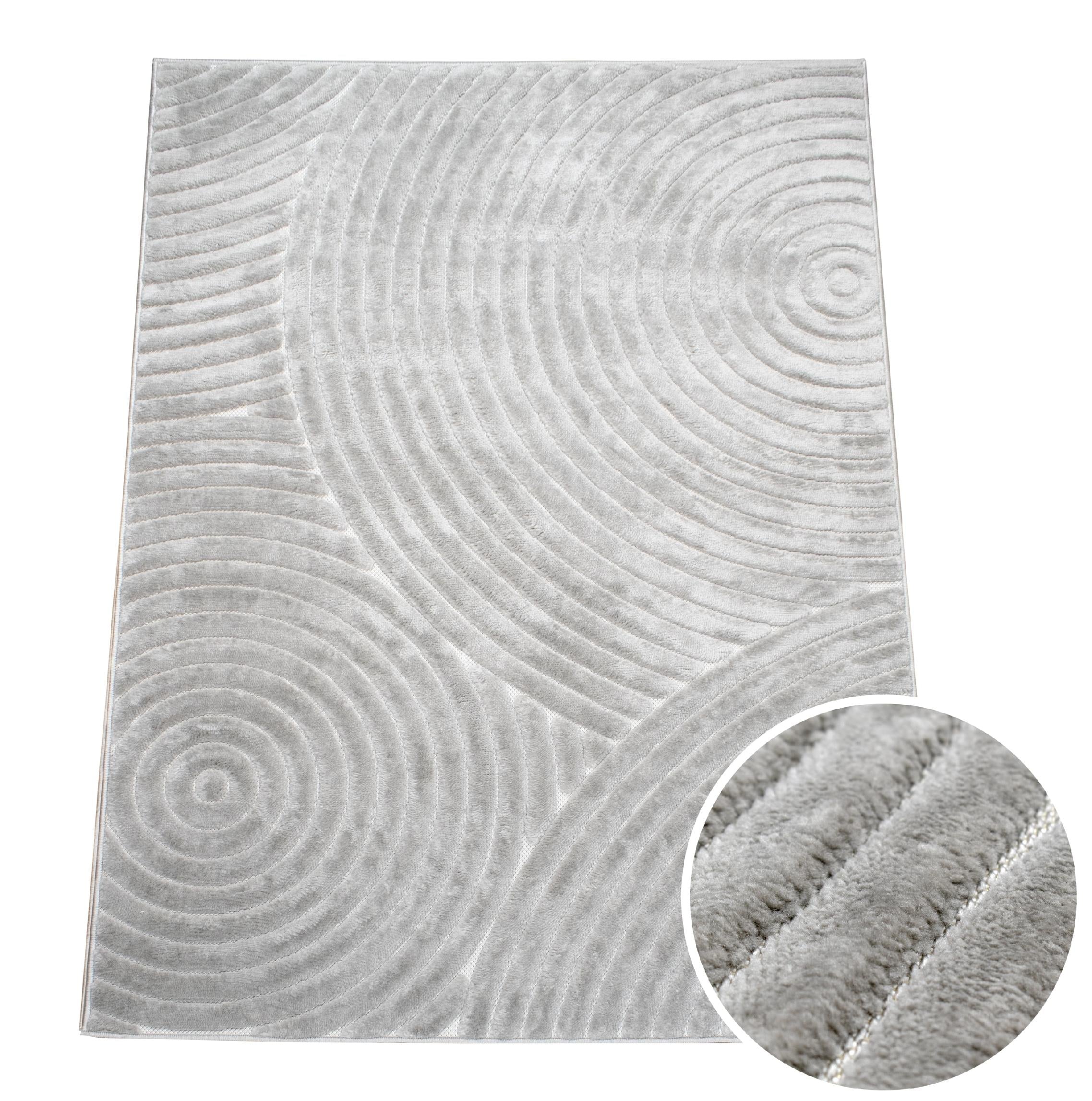 CARPET FOR LIVING ROOM 3D JUNO 6 WHEELS BOHO MODERN FLAT-WOVEN GREY 160x230