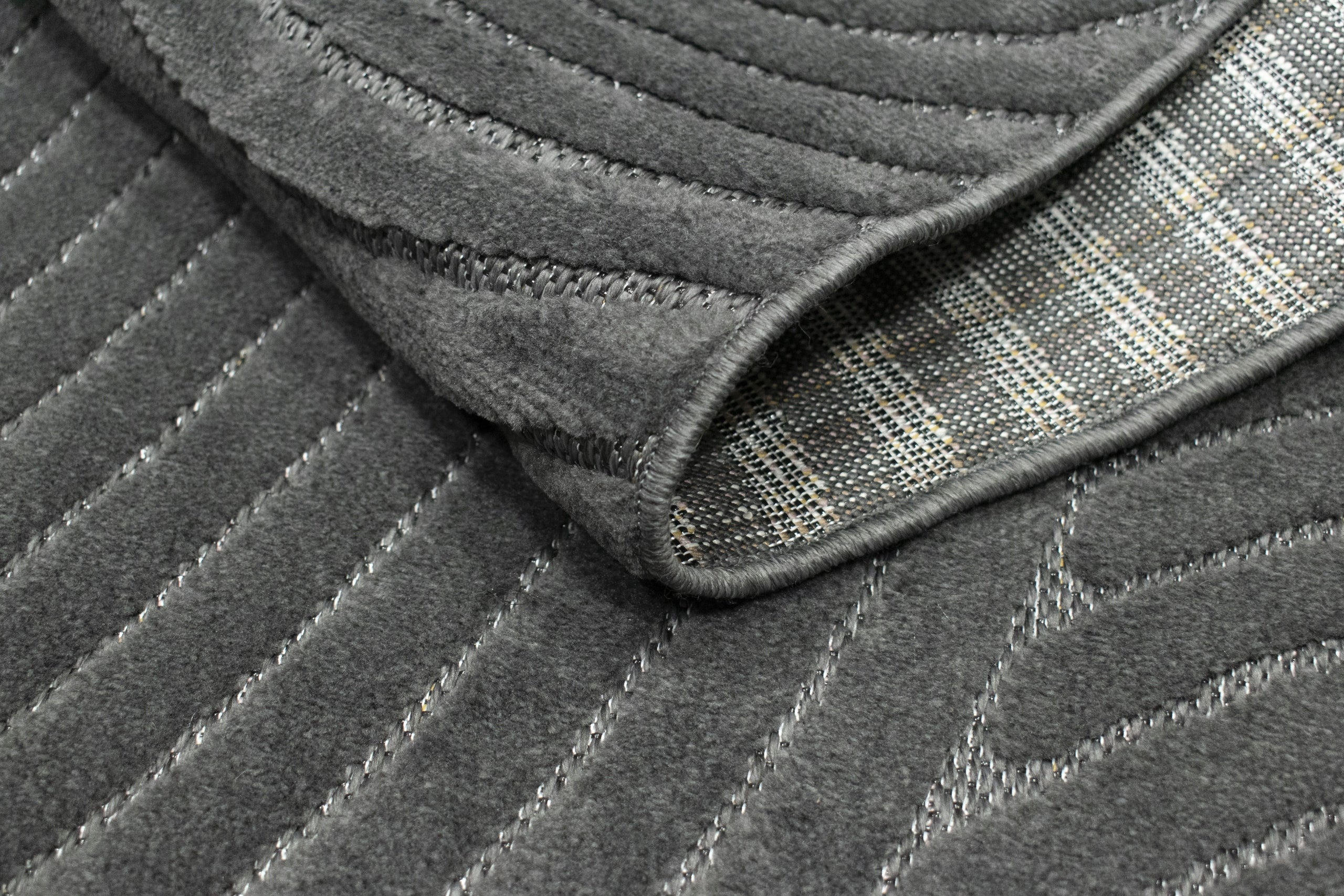 CARPET FOR LIVING ROOM CIRCLES MODERN 3D FLATWOVEN ANTHRACITE 120 x 170 cm Brand no brand