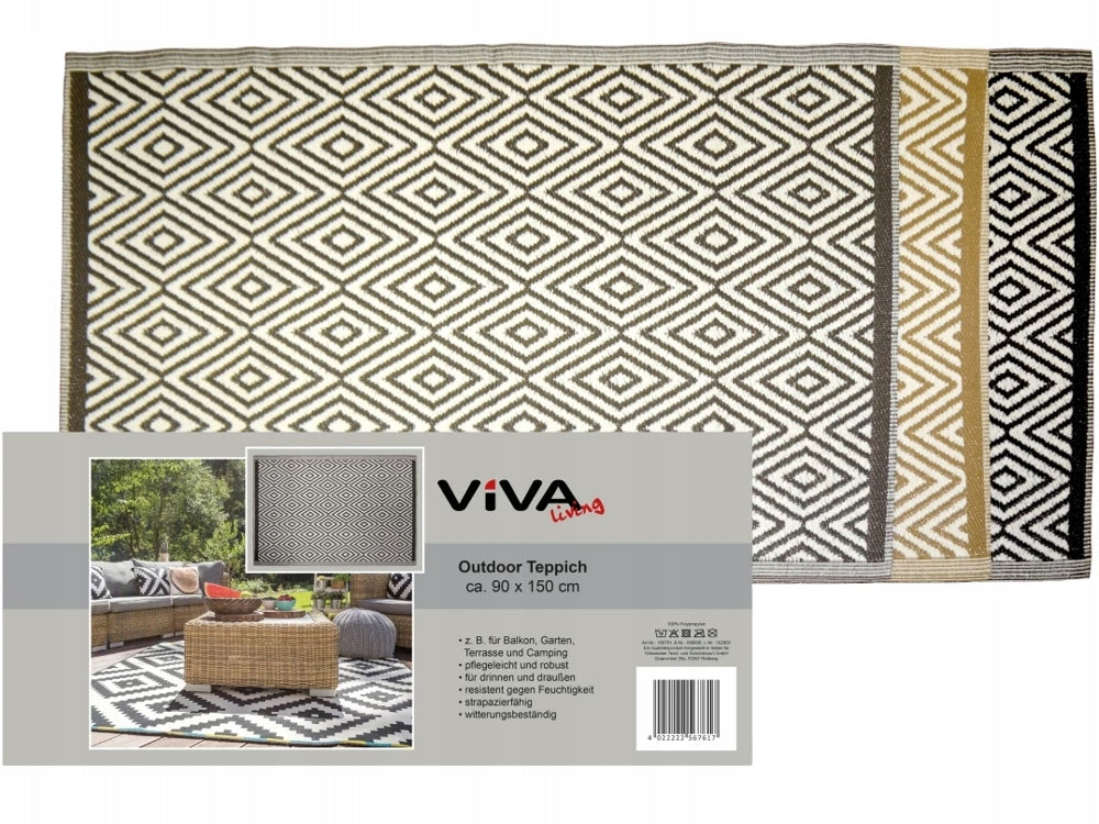 CARPET FOR TERRACE OUTDOOR BALCONY 90X150 cm GREY WATERPROOF Germany Brand Viva