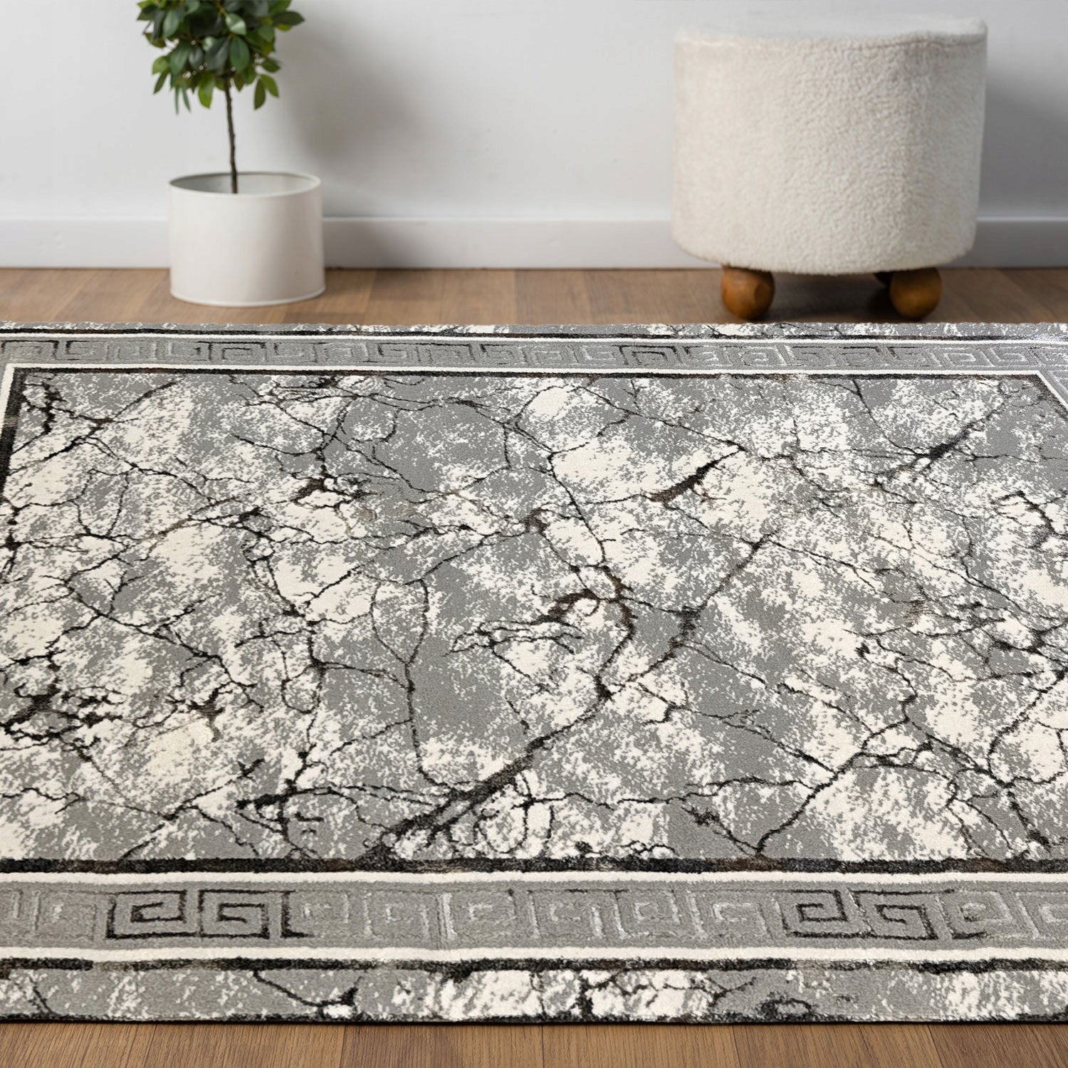 CARPET GREY 200X300 CM FOR LIVING ROOM SUBTLE SILVER THREAD ELEGANT INTERIOR Length 300 cm