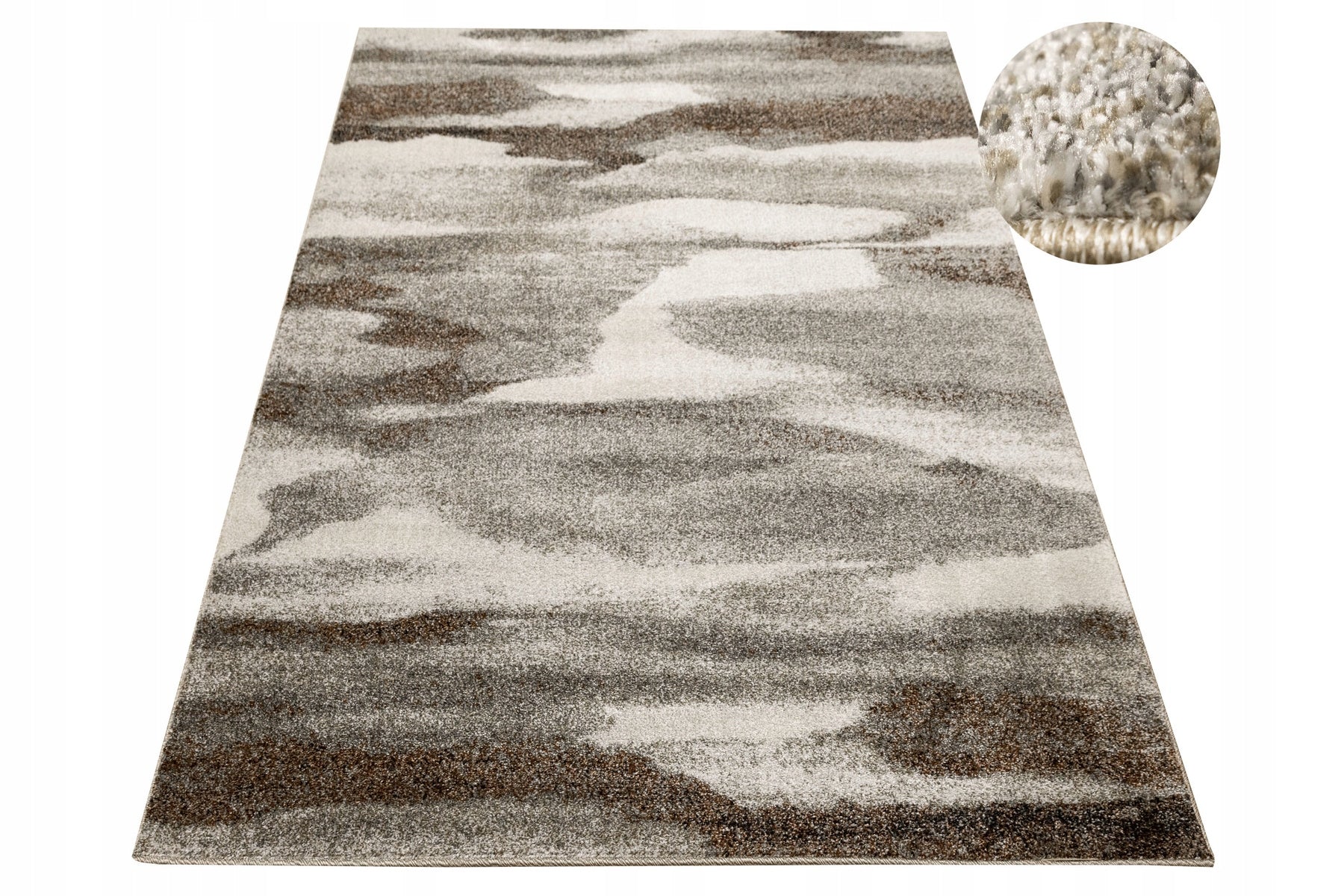CARPET GREY BROWN MODERN PATTERN SOFT SHINY FOR LIVING ROOM PONTE 160x230 cm
