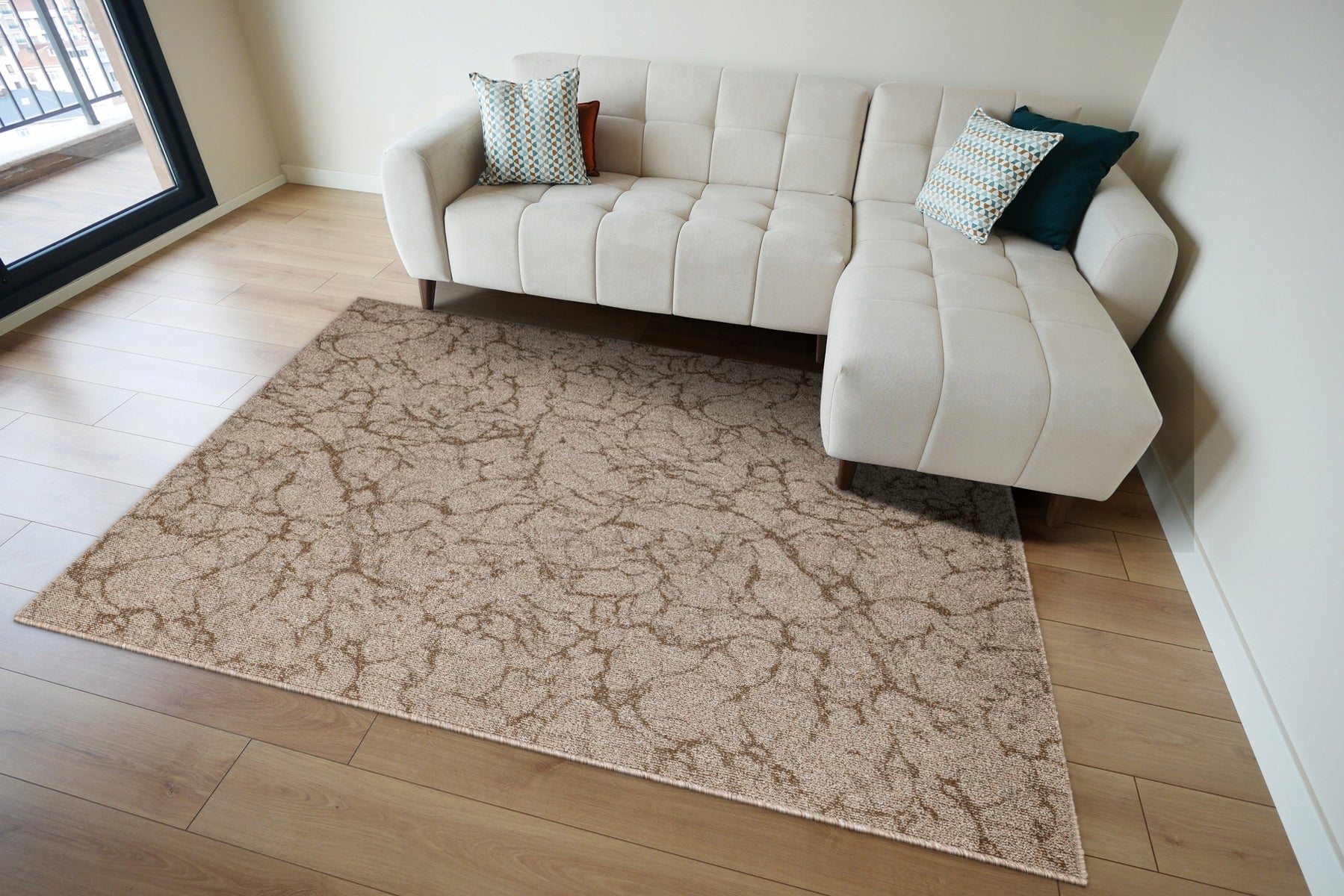 CARPET LOOP BROWN BEIGE LIKE MARBLE ON FELT FOR BEDROOM MARBLE 250x300 cm Length 300 cm